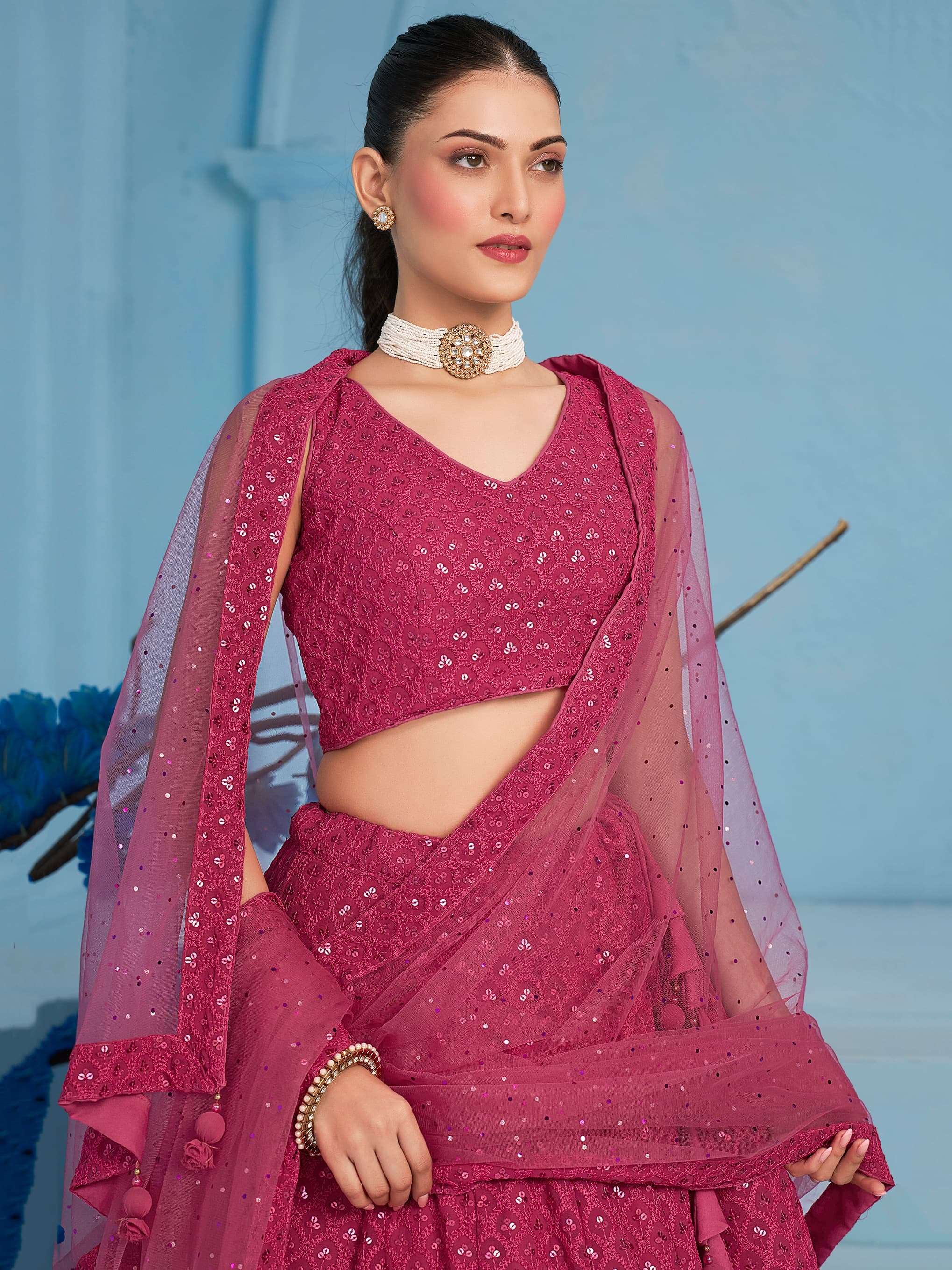 5124 Pink Georgette lehenga choli collection manufacturer surat 