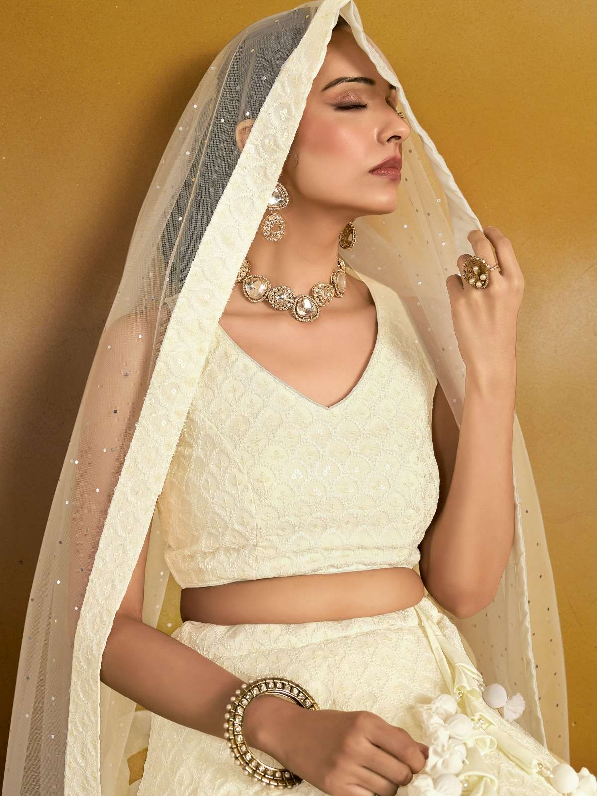 5124 White Georgette lehenga choli collection manufacturer surat 