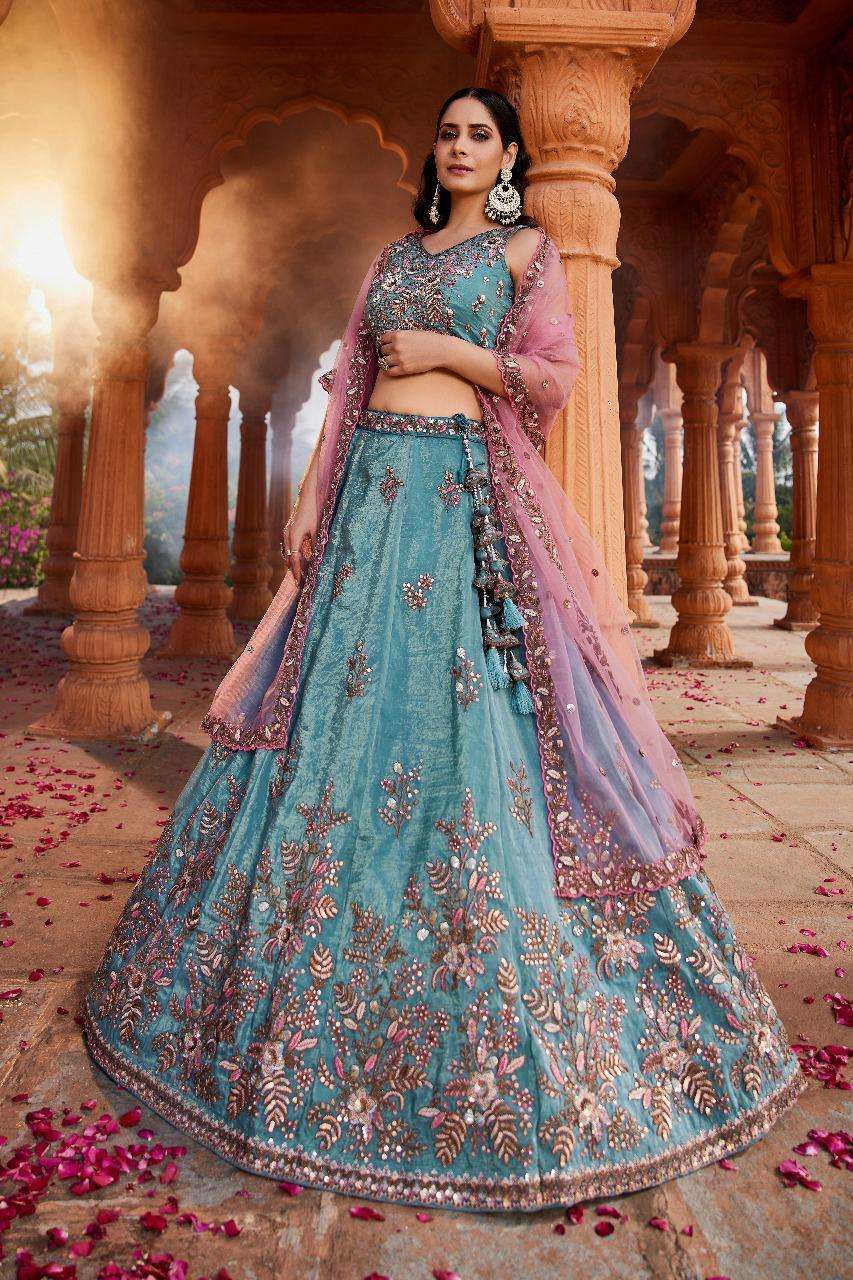 Adorn craft  6136 BLUE 6136 PINK 6136 PURPLE tissue lehenga choli collection manufacturer surat