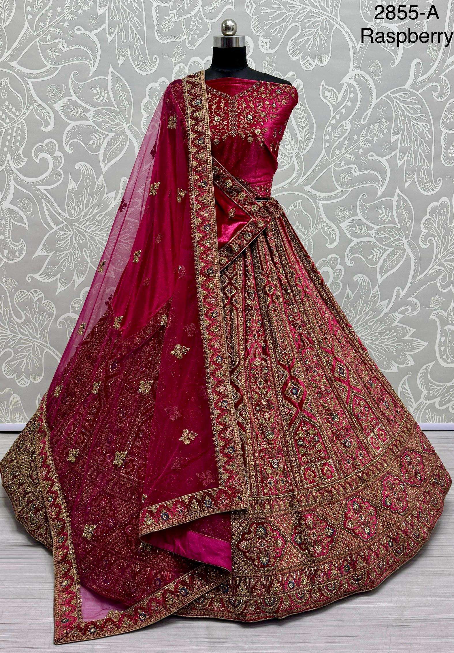Code 2855 velvet lehenga choli collection manufacturer surat 