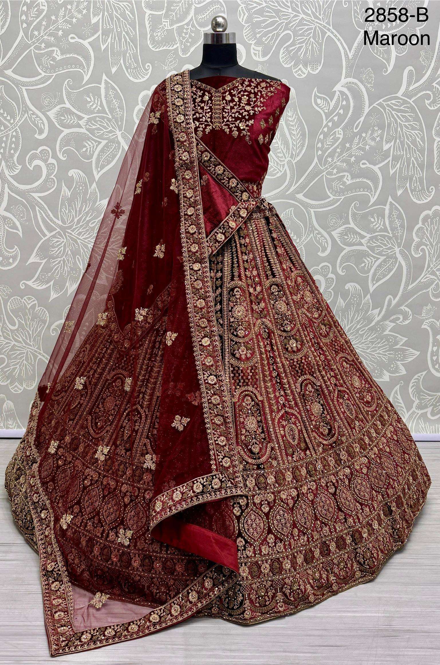 Code 2858 Velvet  Double dupatta lehenga choli collection manufacturer surat 