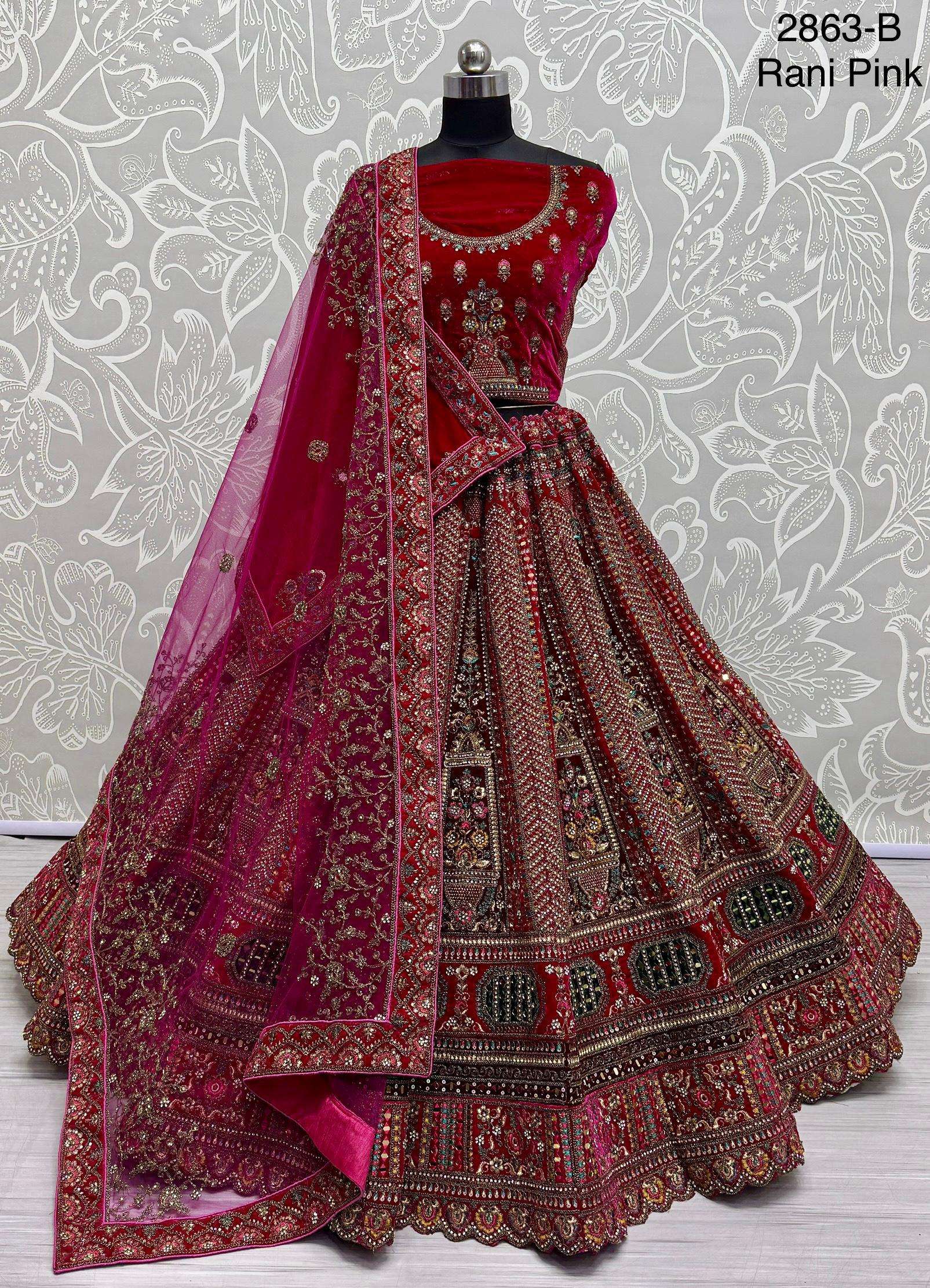 Code 2863 Velvet Double Dupatta lehenga choli collection manufacturer surat 