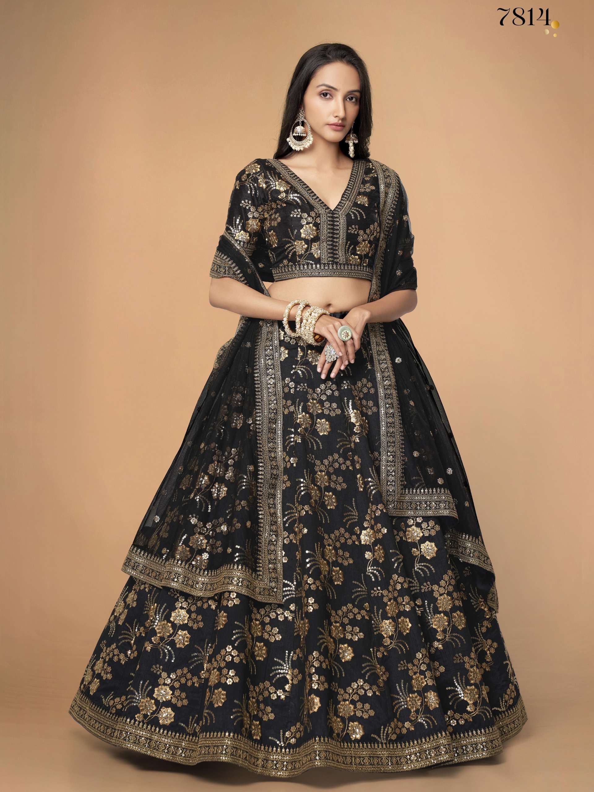 Code 7814 Slub Silk lehenga choli collection manufacturer surat 