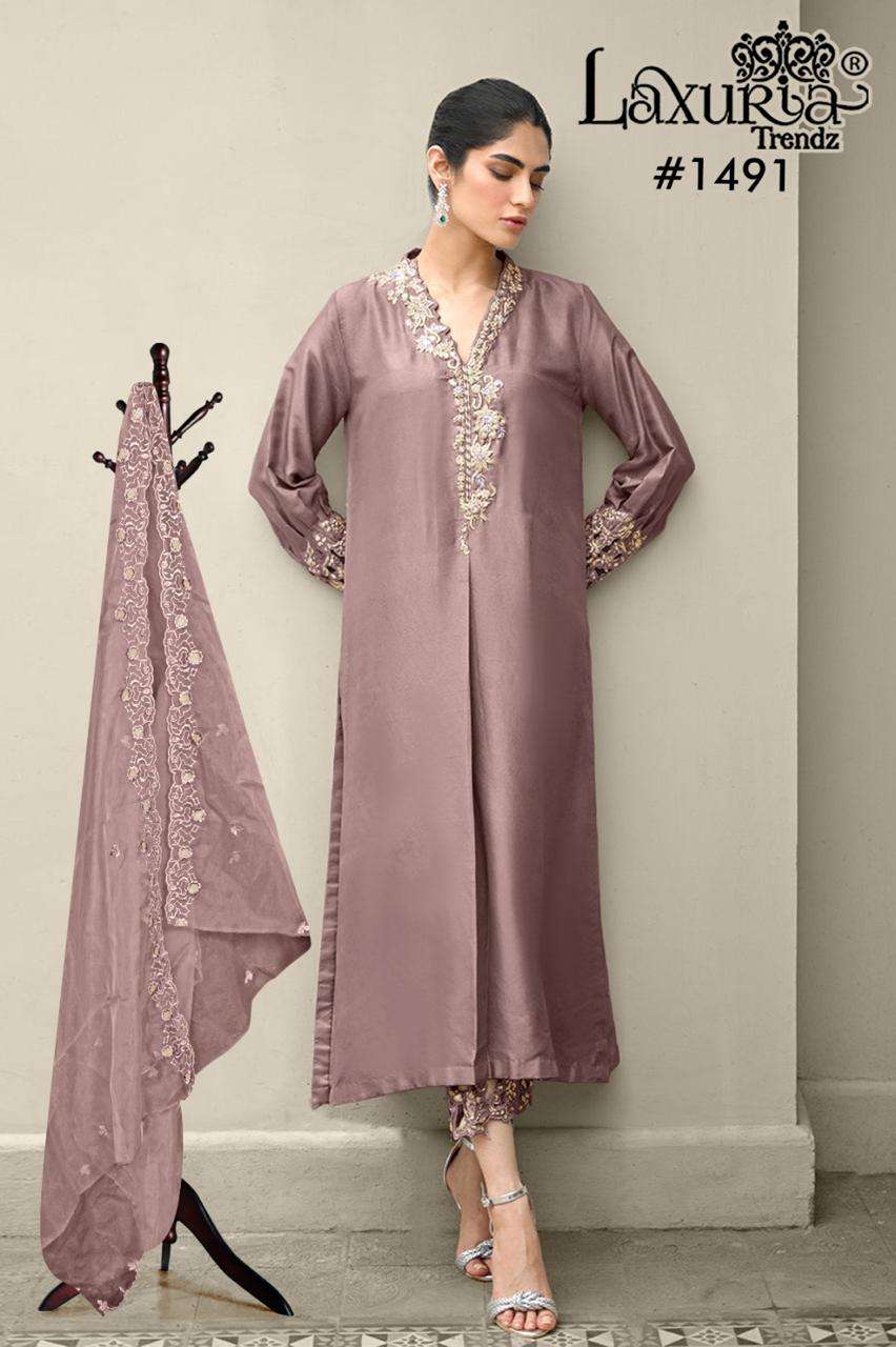 D No 1491 by Laxuria Trendz Satin silk kurti collection manufacturer surat 