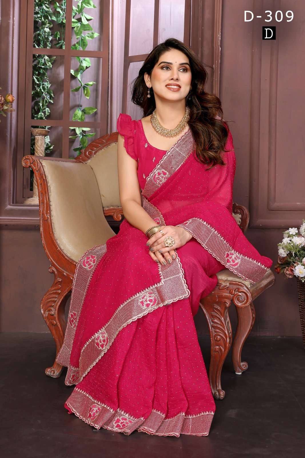 D NO 309A TO 309E By DURGA FASHION  Crunchy saree collection manufacturer surat 