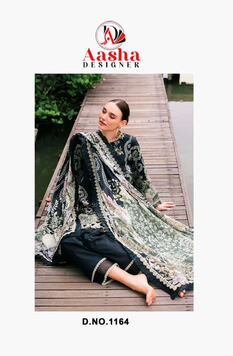 Design No 1164 by  AASHA DESIGNER pure cotton print suit collection manufacturer surat 