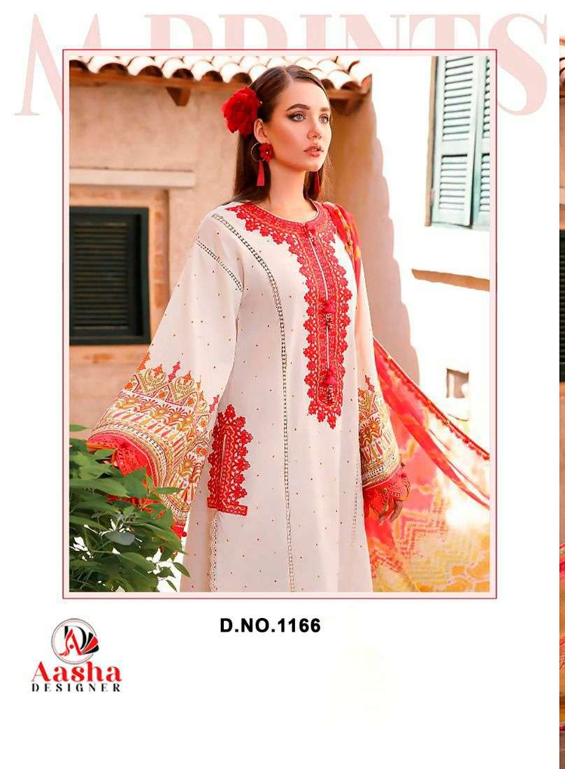 Design No 1166 by AASHA DESIGNER pure cotton print suit collection manufacturer surat 