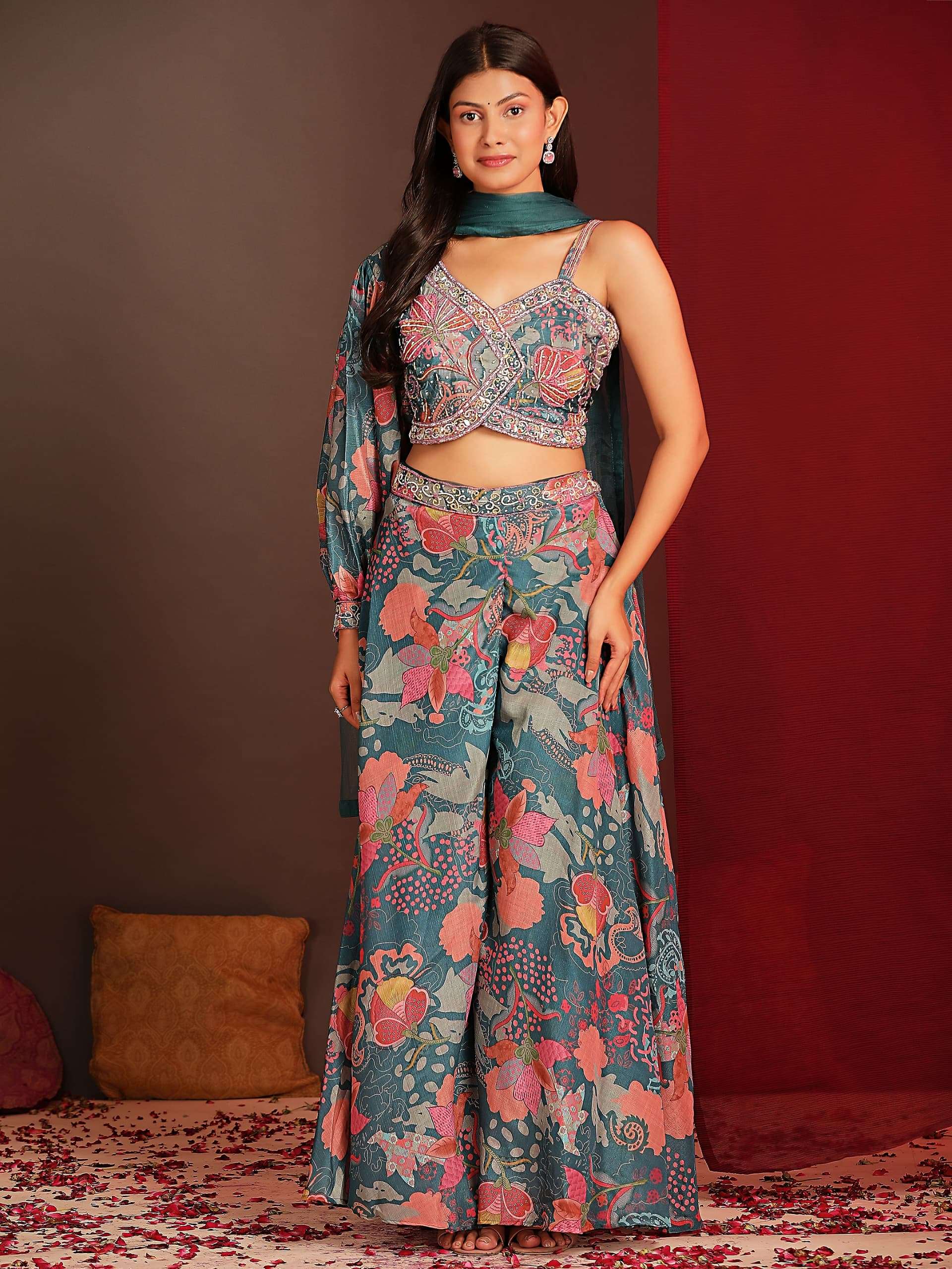 DESIGN NO C419 READYMADE CROP TOP Suit collection manufacturer surat 