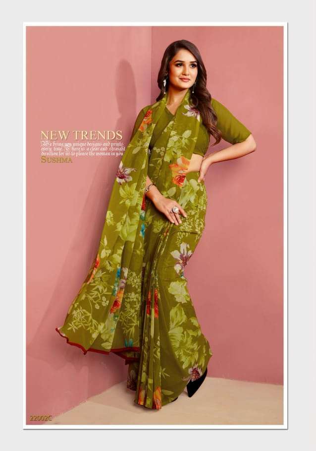 FINEST FLORALS SERIES  22001A TO 22004D by SUSHMA Saree collection manufacturer surat 