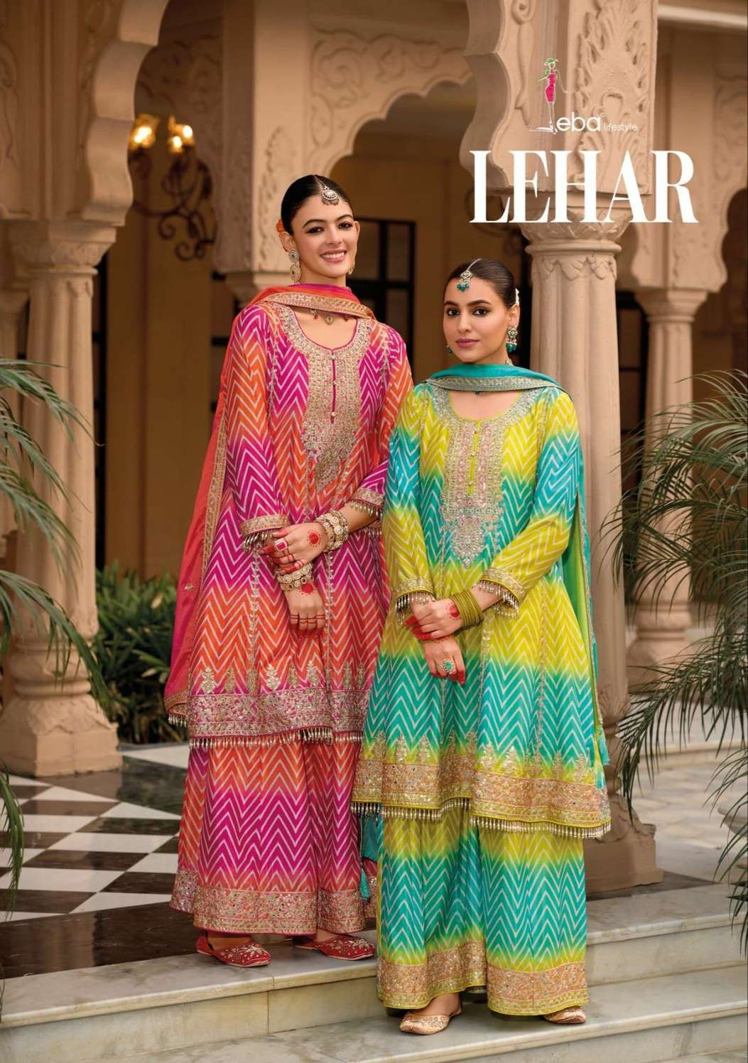 Lehar by eba lifestyle  digital print suit collection manufacturer surat 