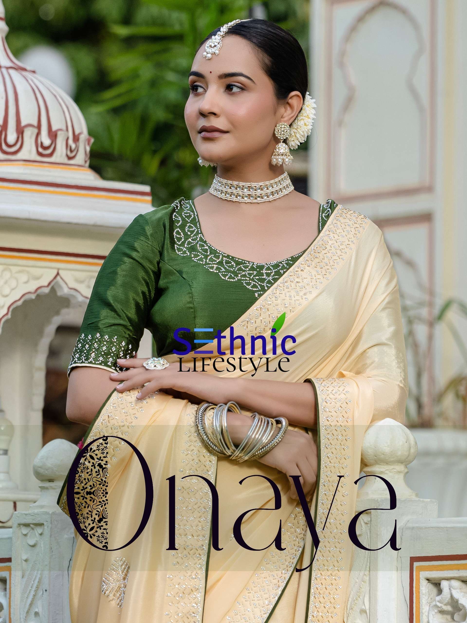 Onaya Series 81001 TO 81002 by Sethnic lifestyle Chinnon saree collection manufacturer surat 