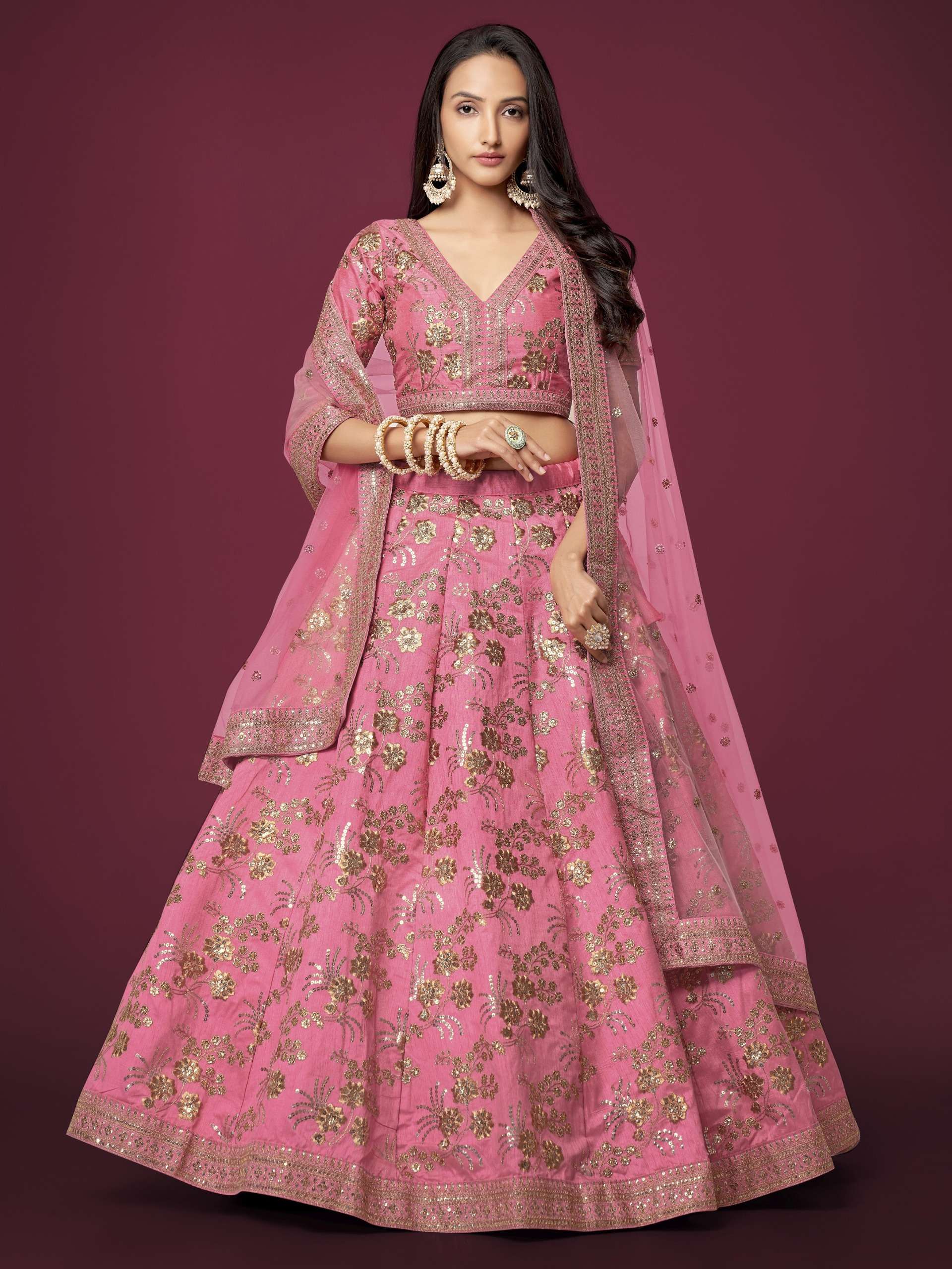 Product Code 7812 slub silk lehenga choli collection manufacturer surat 