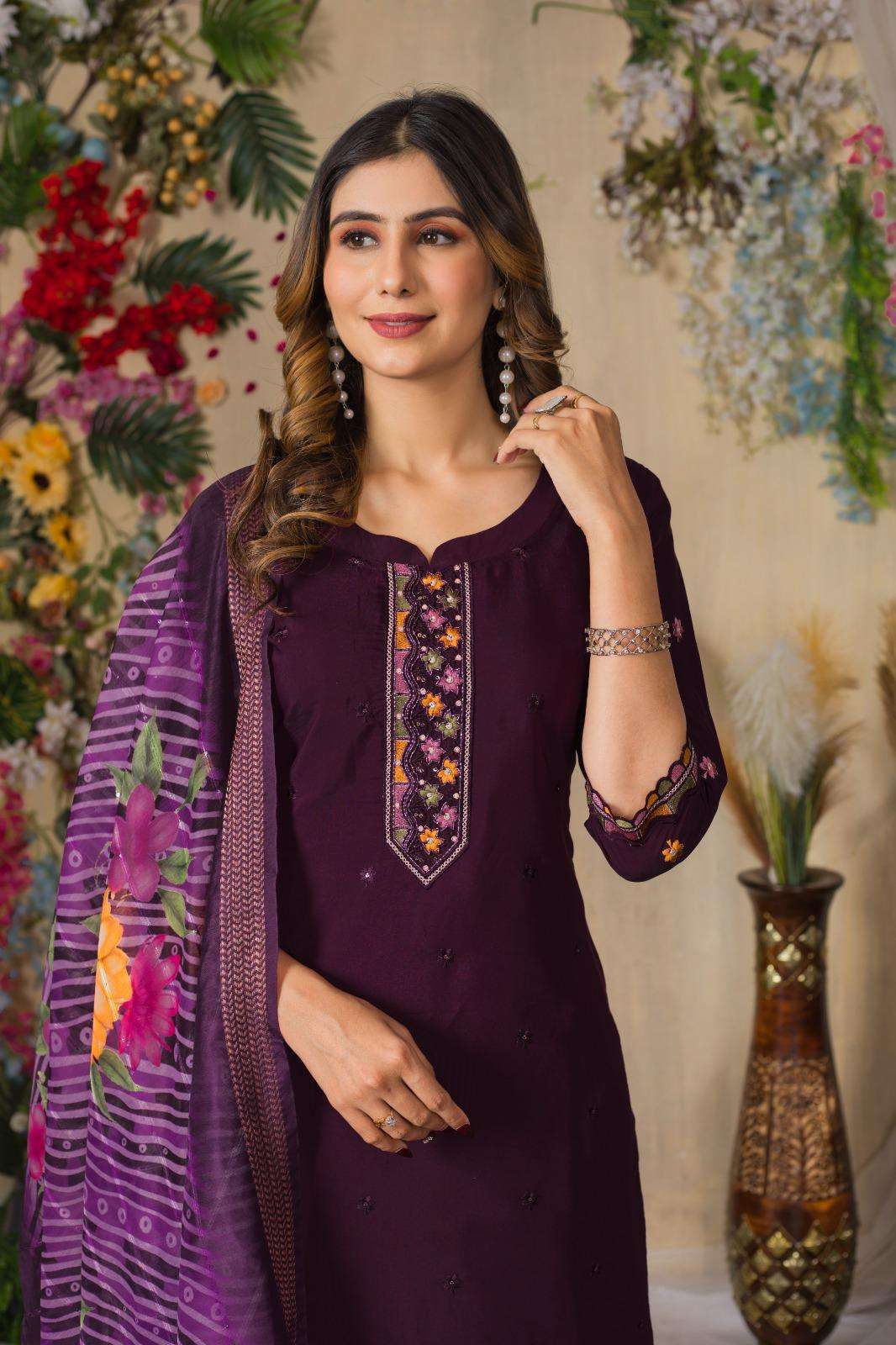 AL 110 Roman Silk suit collection manufacturer surat 