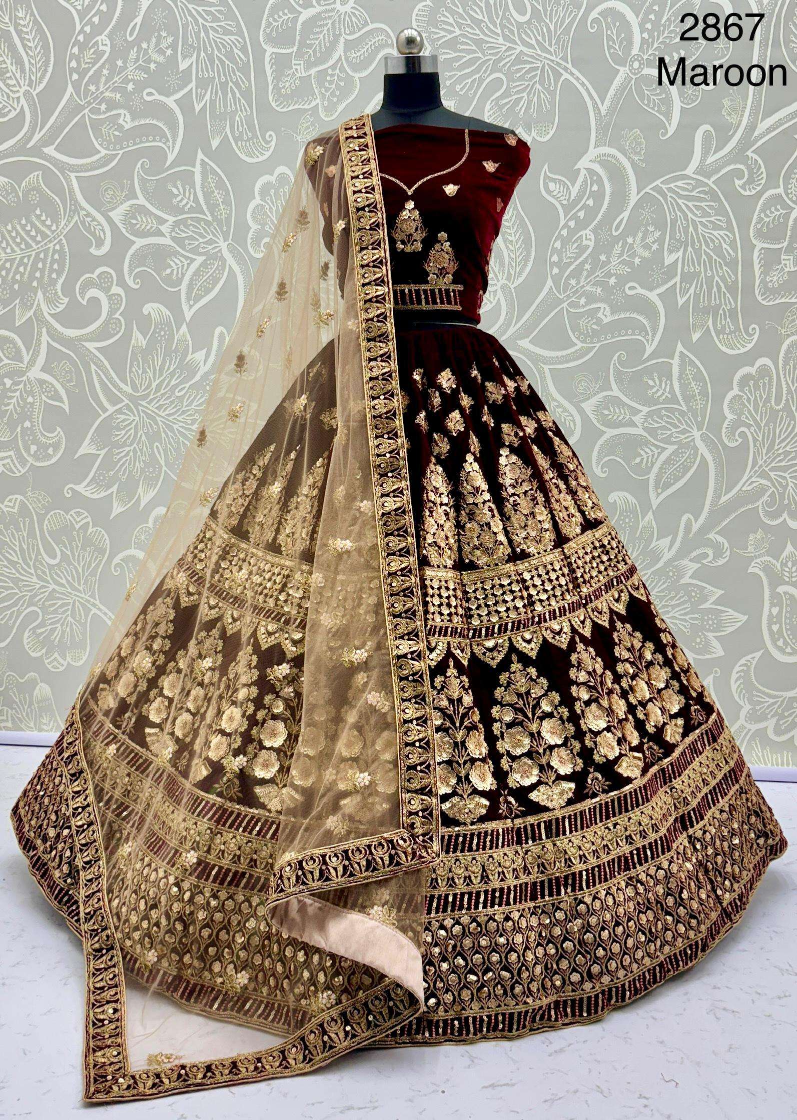 Code 2867 Velvet lehenga collection manufacturer surat