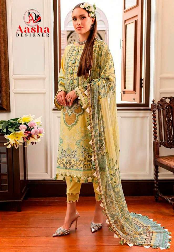 Design No 1144 by AASHA DESIGNER Pure cotton print suit collection manufacturer 