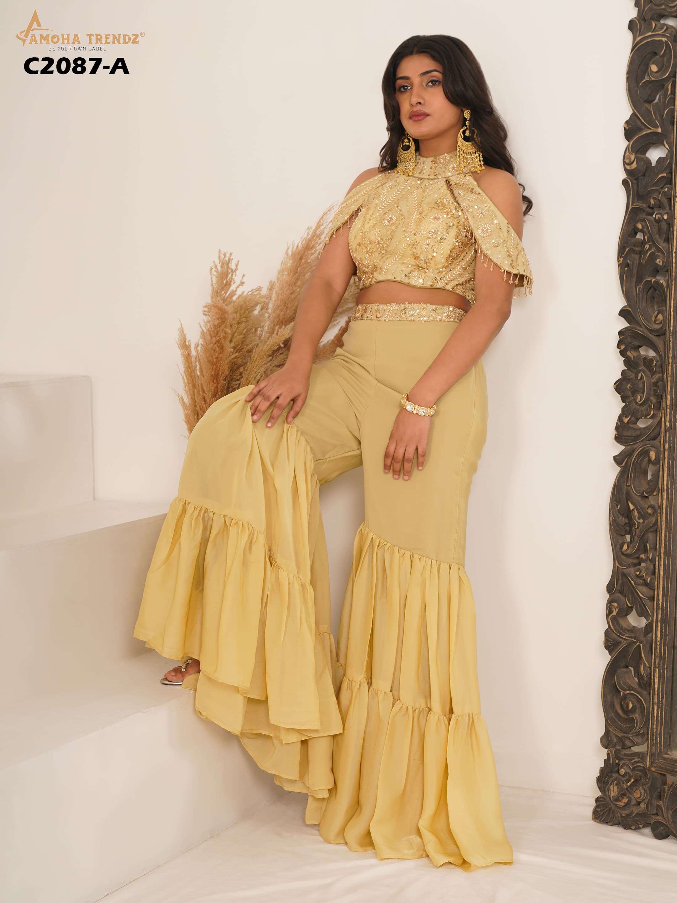 DESIGN NO C2087 by Amoha trendz READYMADE  CROP TOP suit collection manufacturer surat 