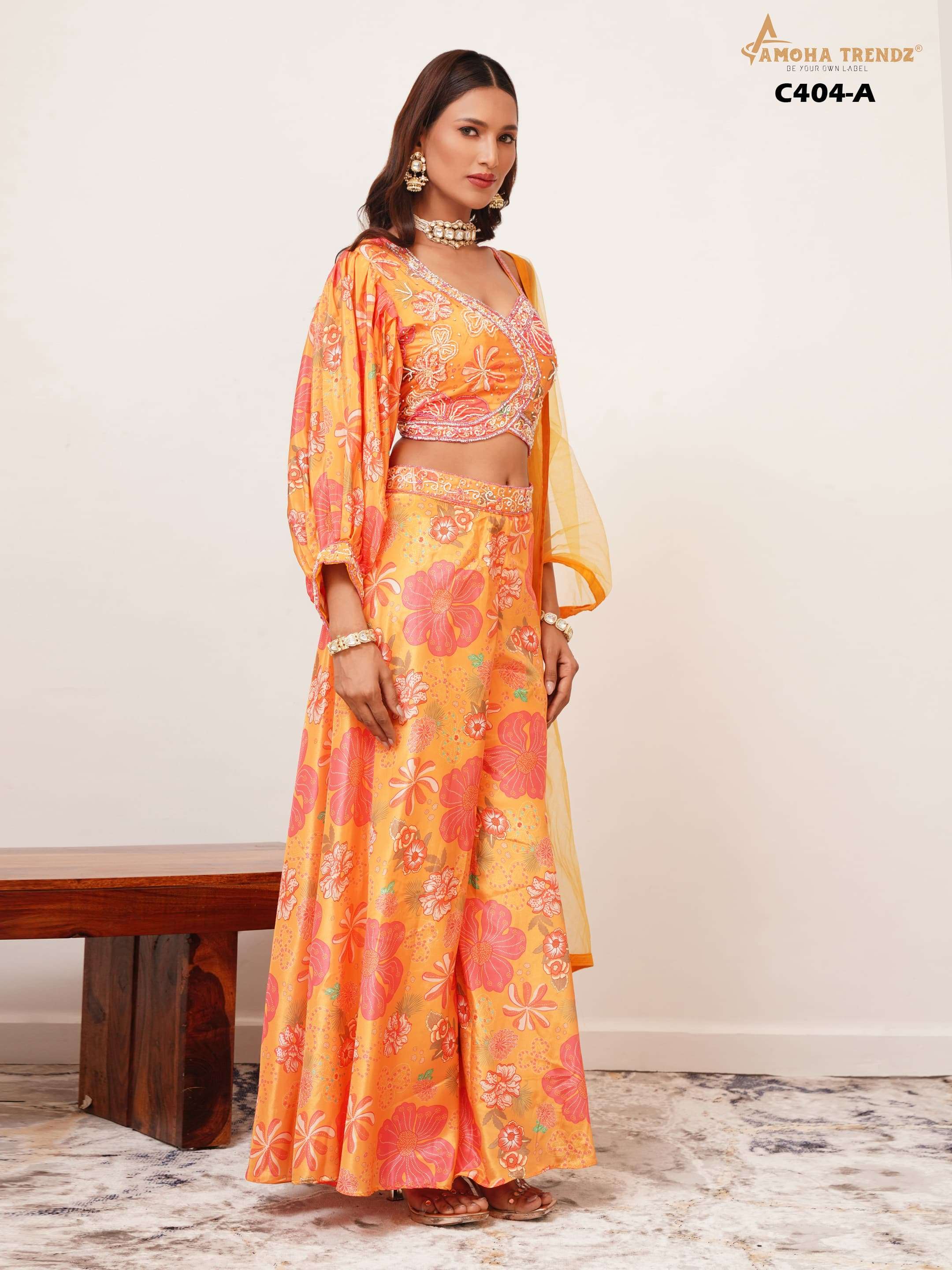 DESIGN NO C404 by amoha trendz READYMADE  CROP TOP suit collection manufacturer surat 