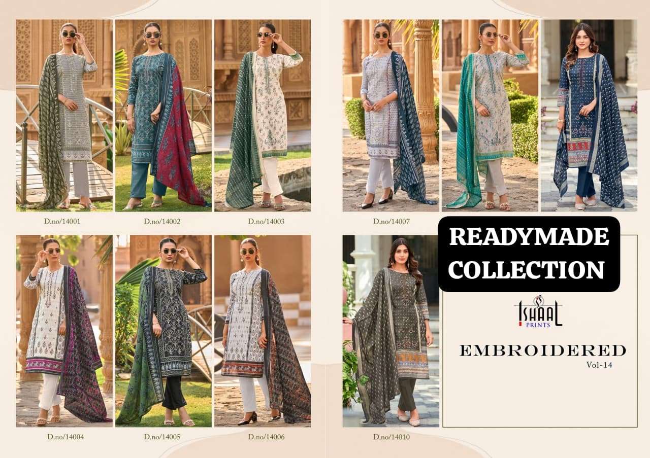 ISHAAL EMBROIDERED VOL 14 kurti collection manufacturer surat 