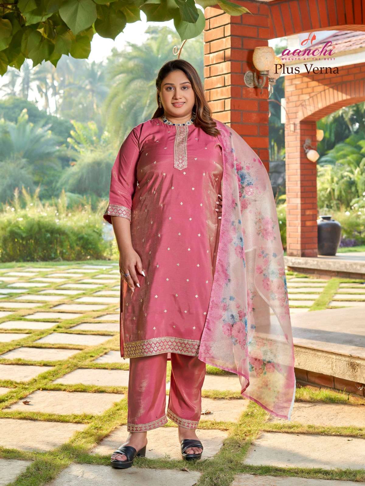 PLUS VERNA by AANCHI ROMAN SHIMMER kurti collection manufacturer surat 