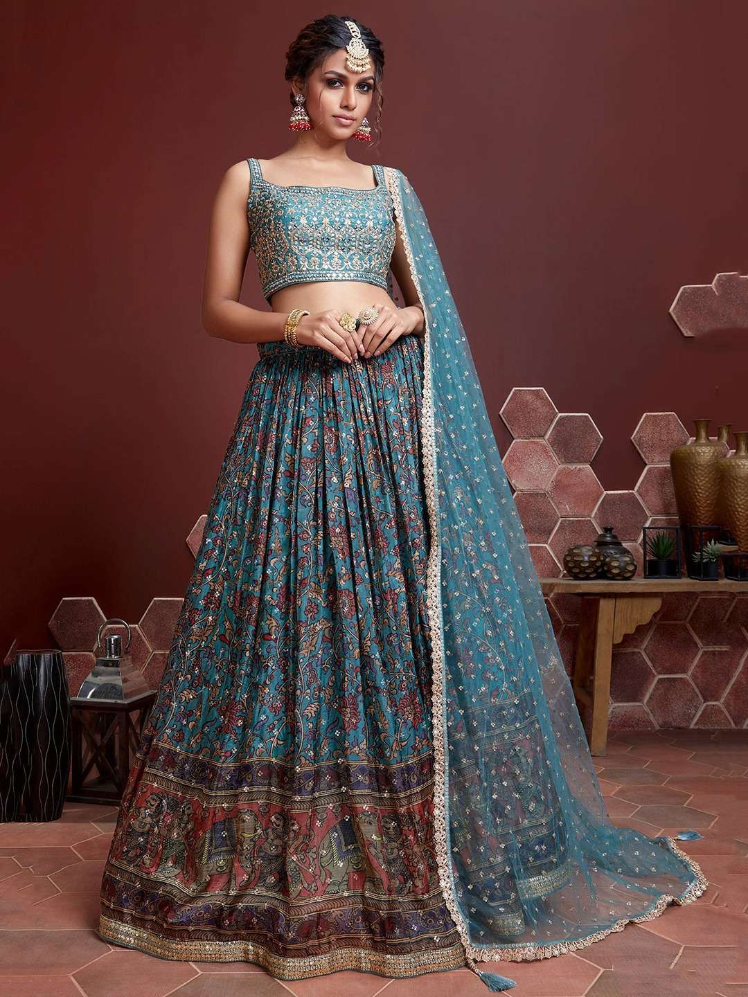 Product Code 106 Blue HEAVY WEDDING LEHENGA choli collection manufacturer surat 