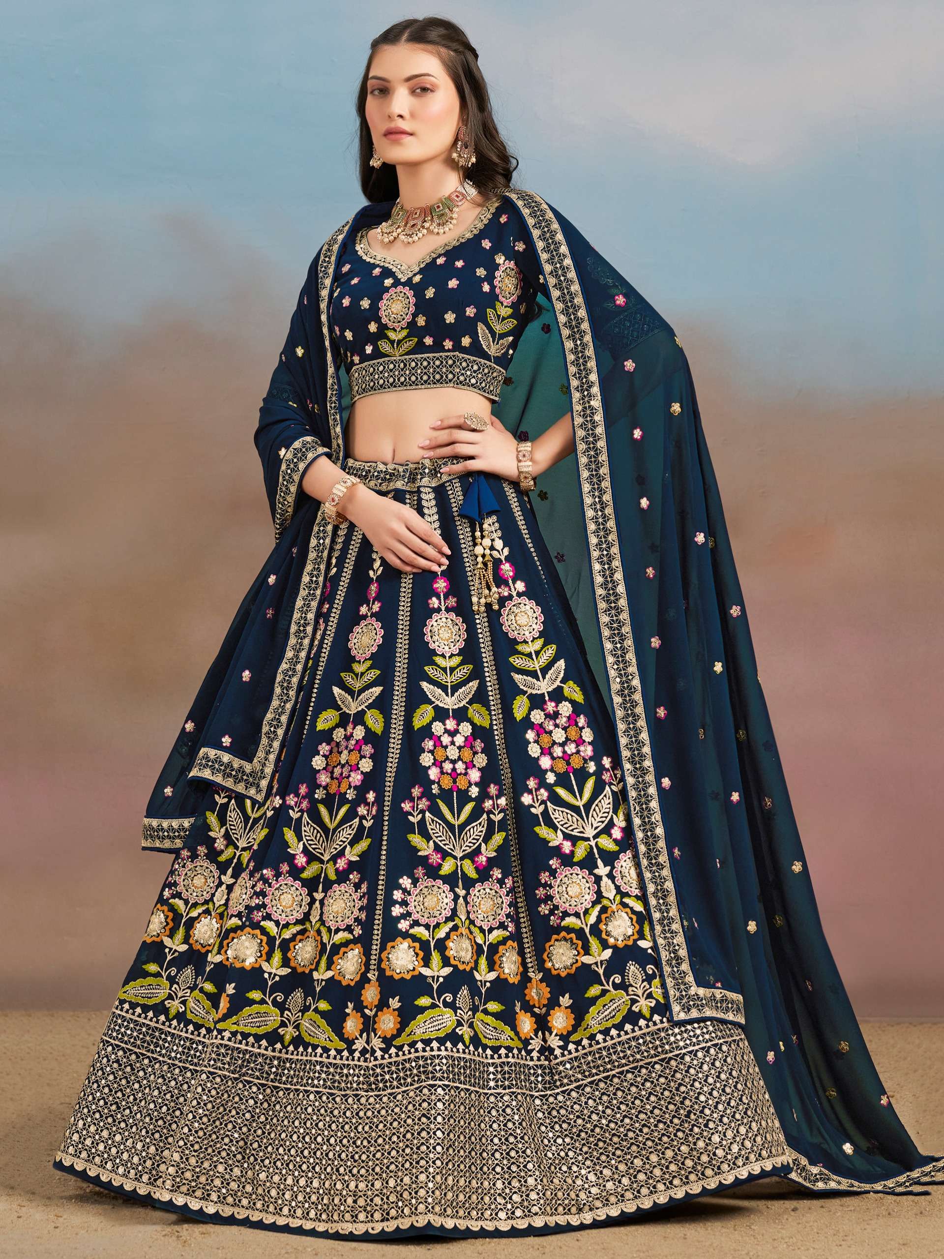 Product Code 6008 Blue  HEAVY WEDDING LEHENGA choli collection manufacturer surat 