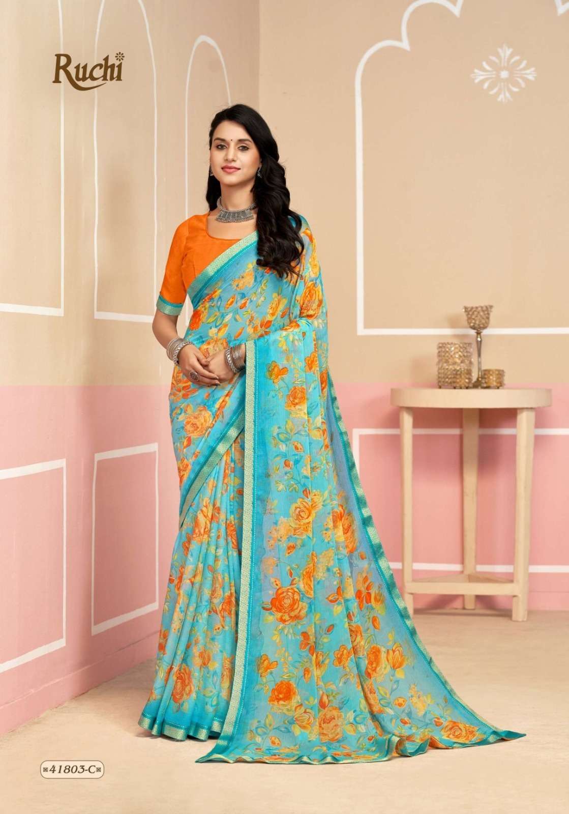 SIMAYAA VOL 33 SERIES 41801A TO 41803D by RUCHI Chiffon Saree collection manufacturer surat 