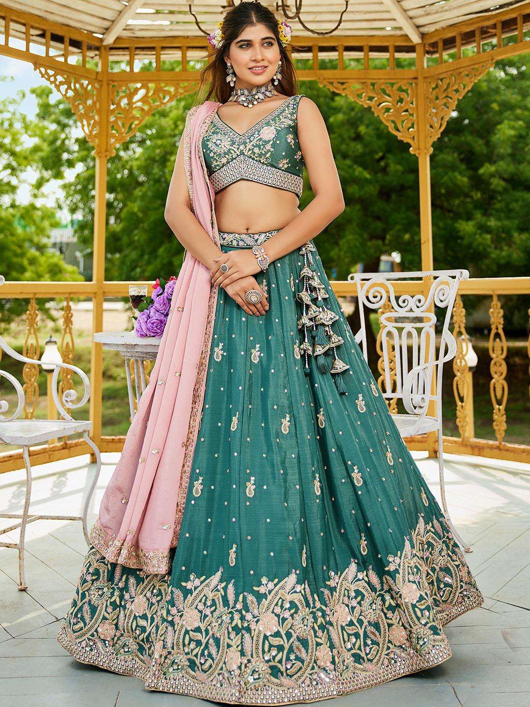 ADORN CRAFT 6169 ROSE GOLD PURPLE LIMEGREEN lehenga choli collection manufacturer surat 