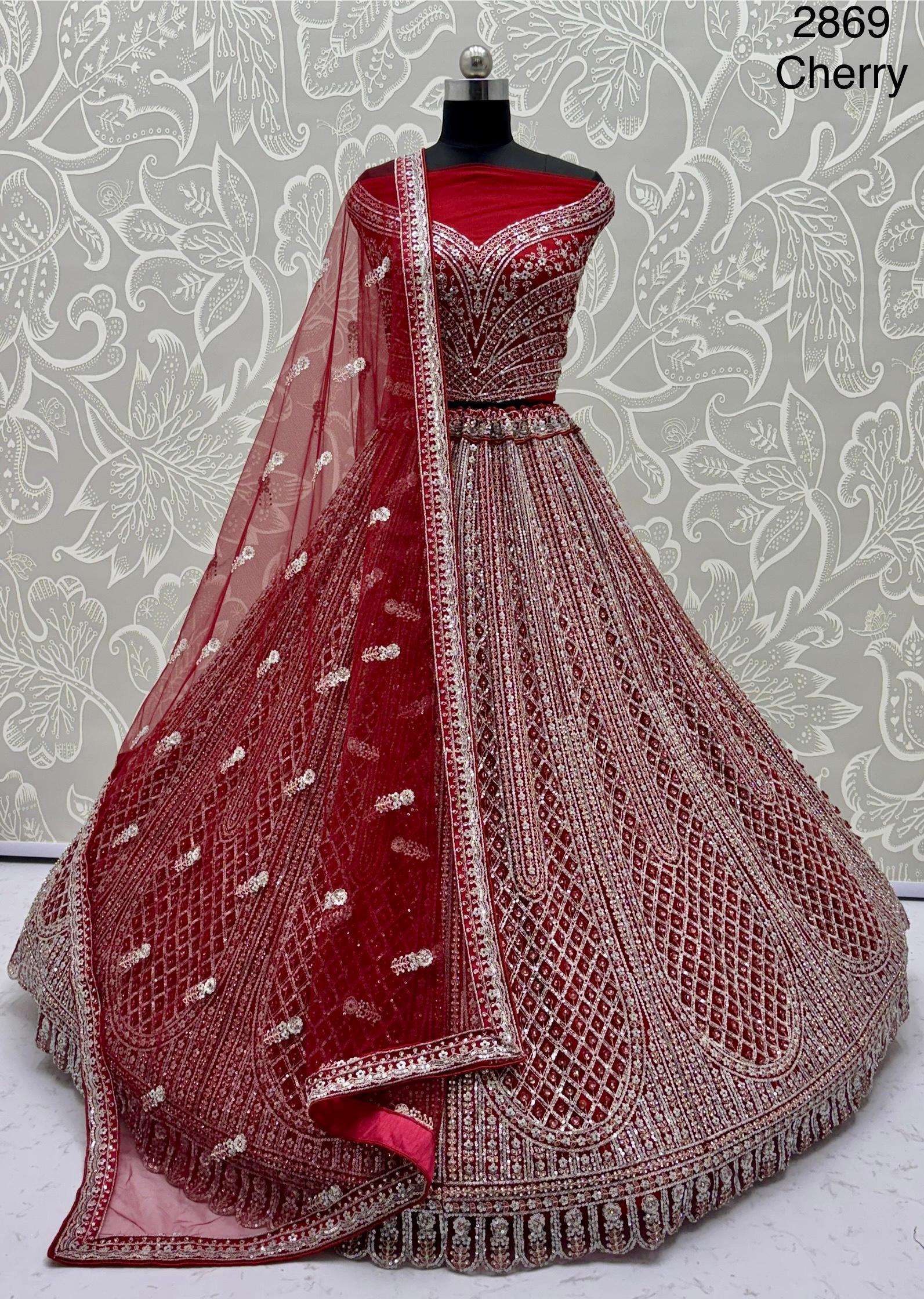 Code 2869 Heavy Net Lehenga collection manufacturer surat 