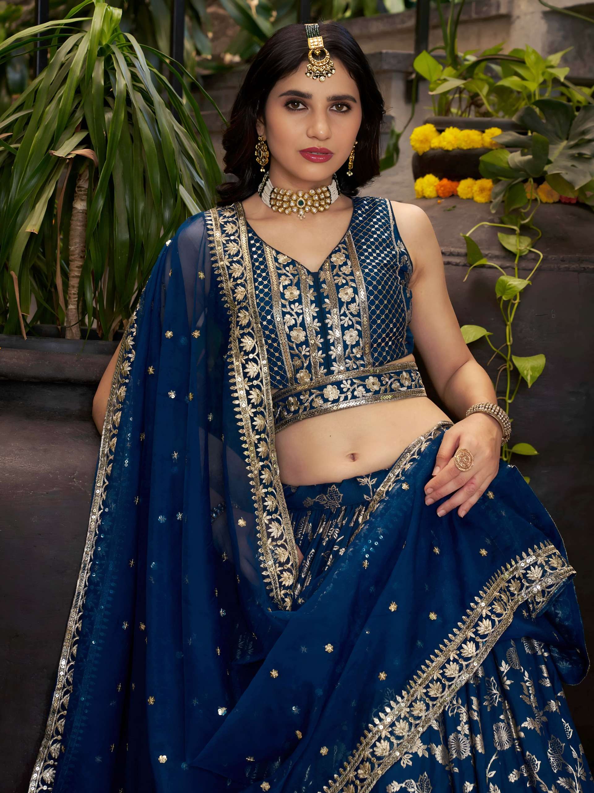 Product Code 7100 Dove Blue lehenga collection manufacturer surat 