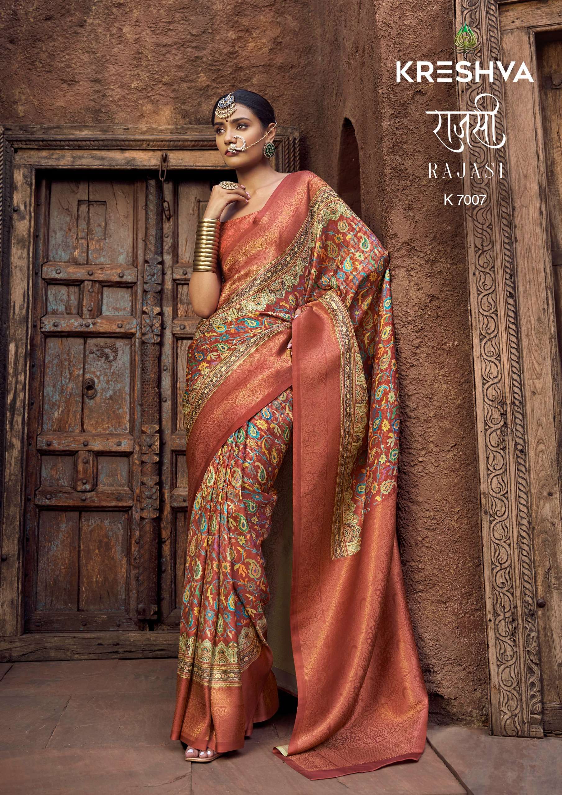 Rajasi Series 7002 TO 7007 by Kreshva saree collection manufacturer surat 