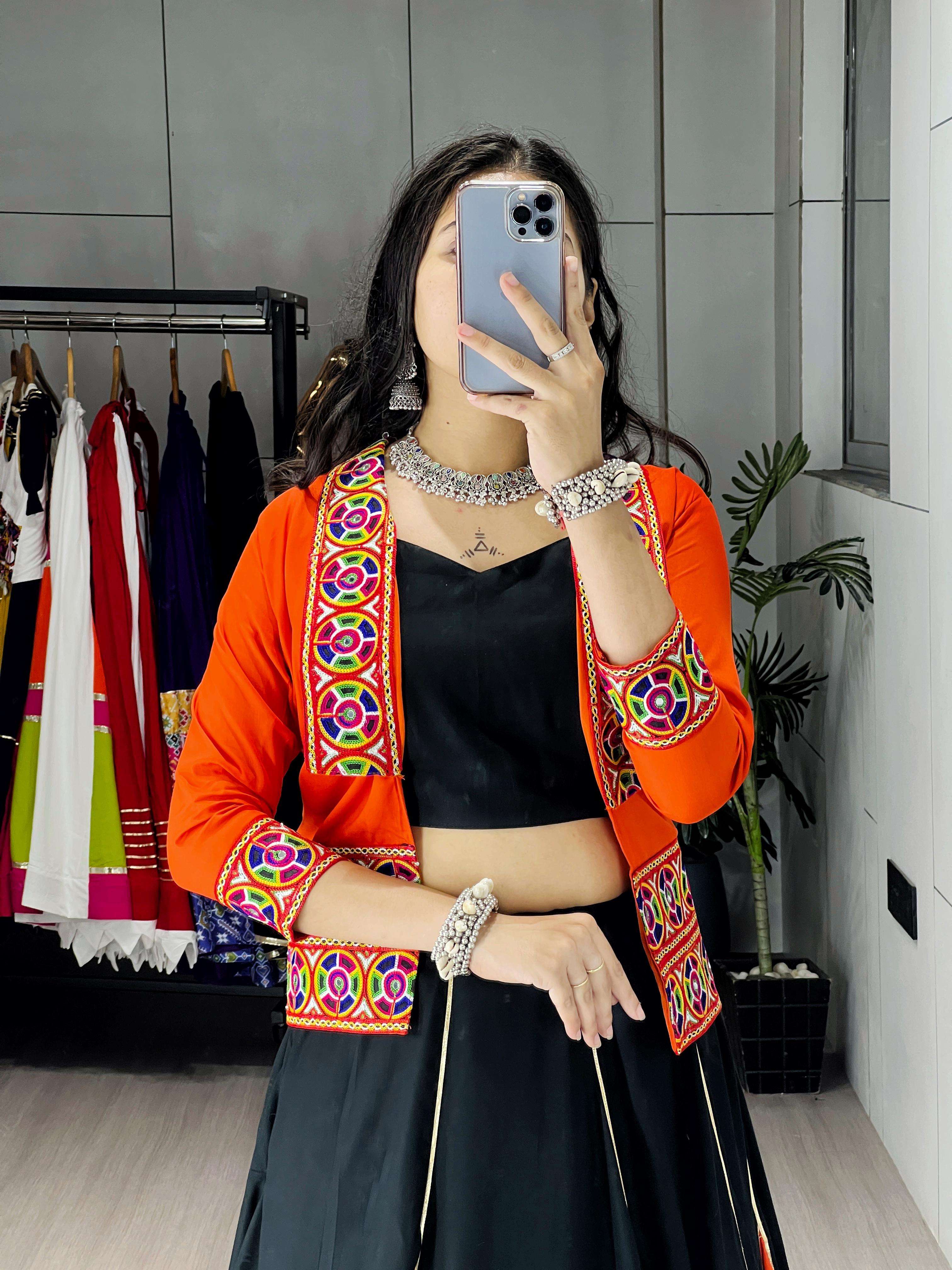 Black n Orange Navratri Collection Lehenga manufacturer Surat 