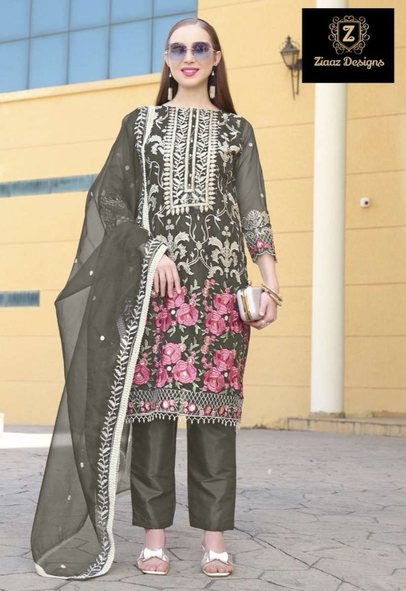 code 803 by Ziaaz Designs Organza suit collection manufacturer Surat 