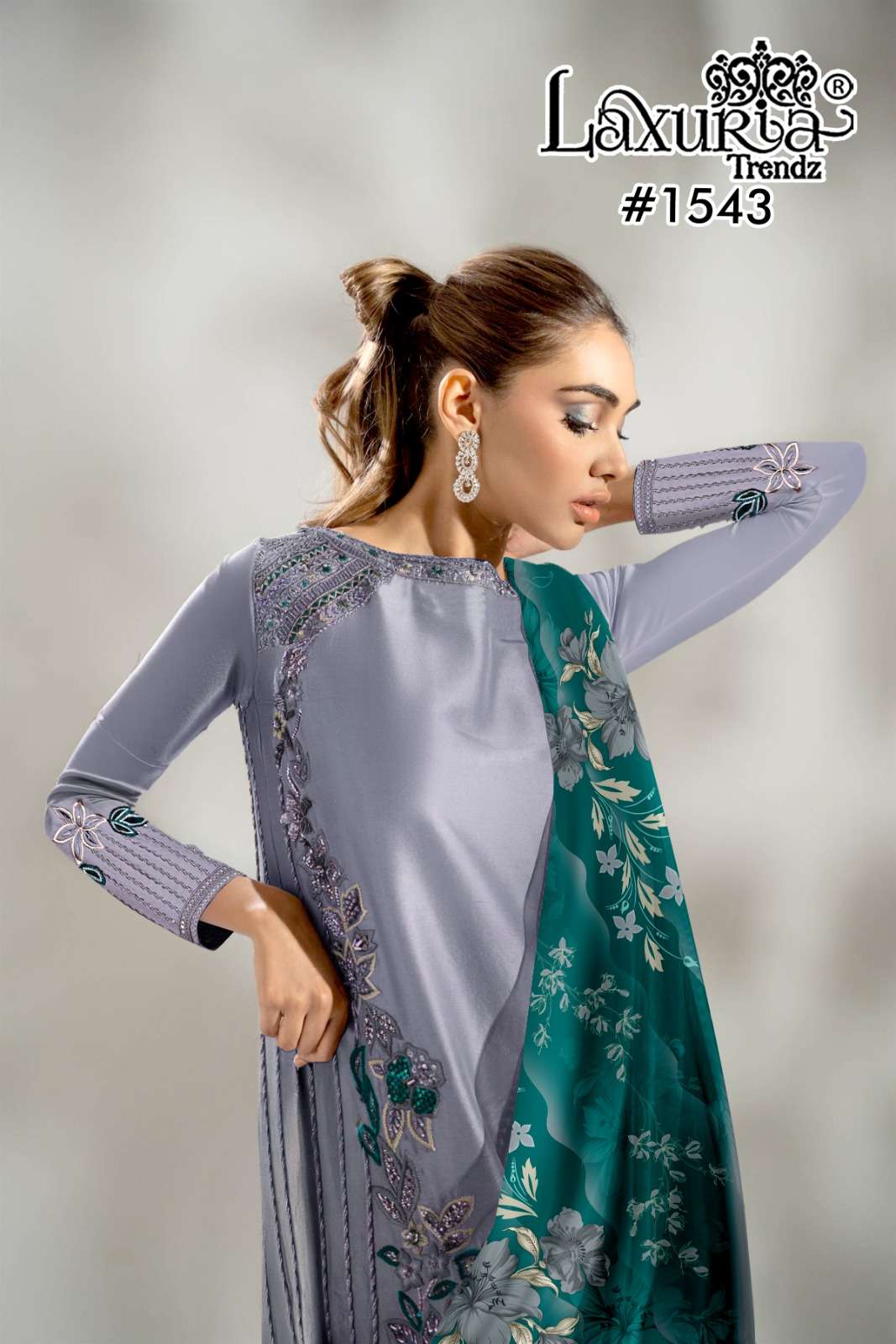 D No 1543 by Laxuria Trendz Viscose silk kurti collection manufacturer Surat 
