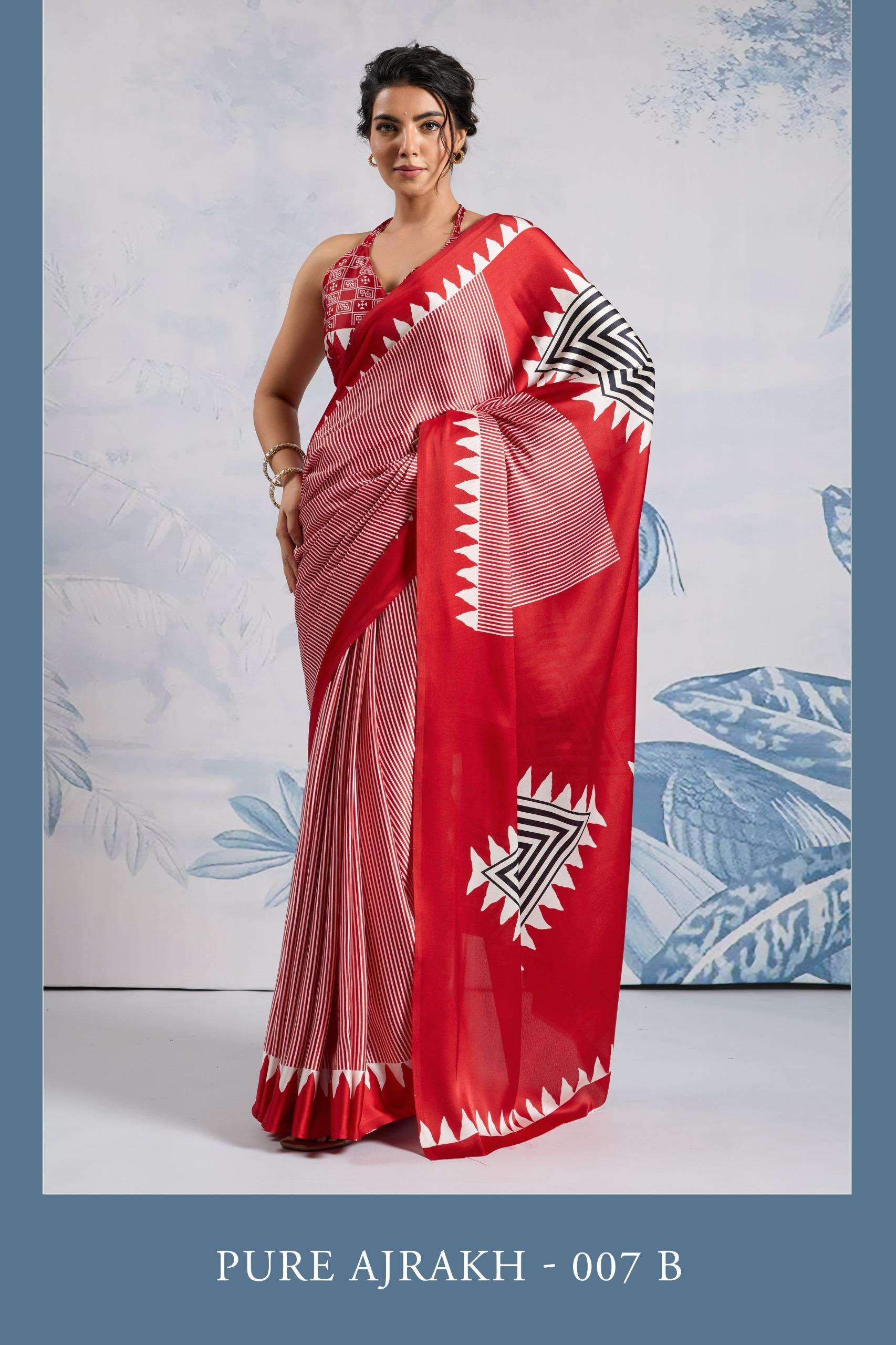 Pure Ajrakh 007 Series 007A TO 007F By Rajtex saree collection manufacturer Surat 