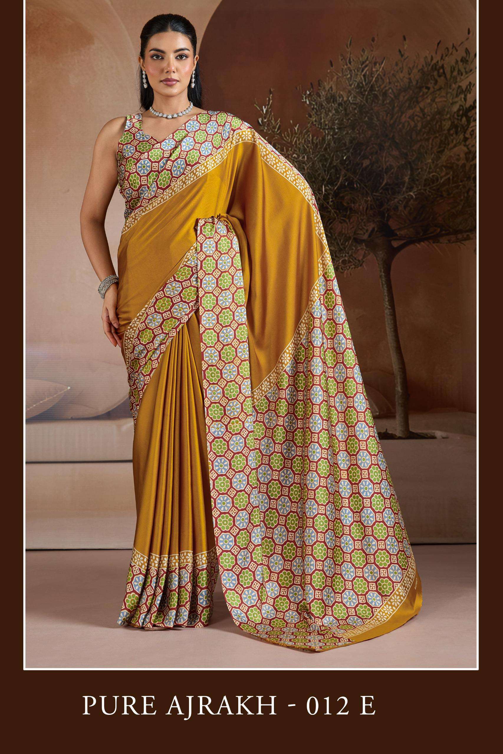 PURE AJRAKH  012 saree collection manufacturer Surat 