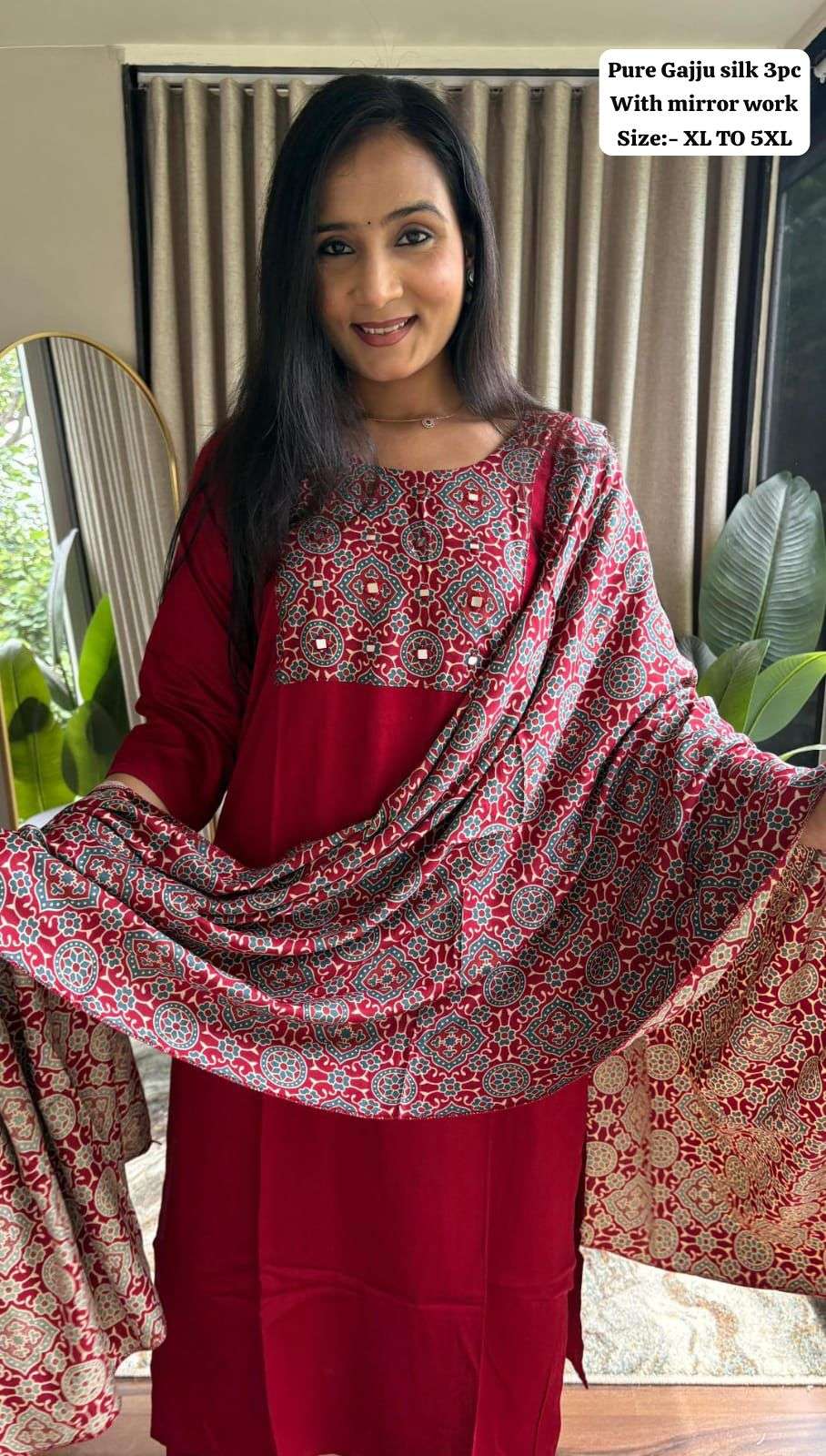 Pure Gaji silk kurti pant dupatta Set collection manufacturer Surat 