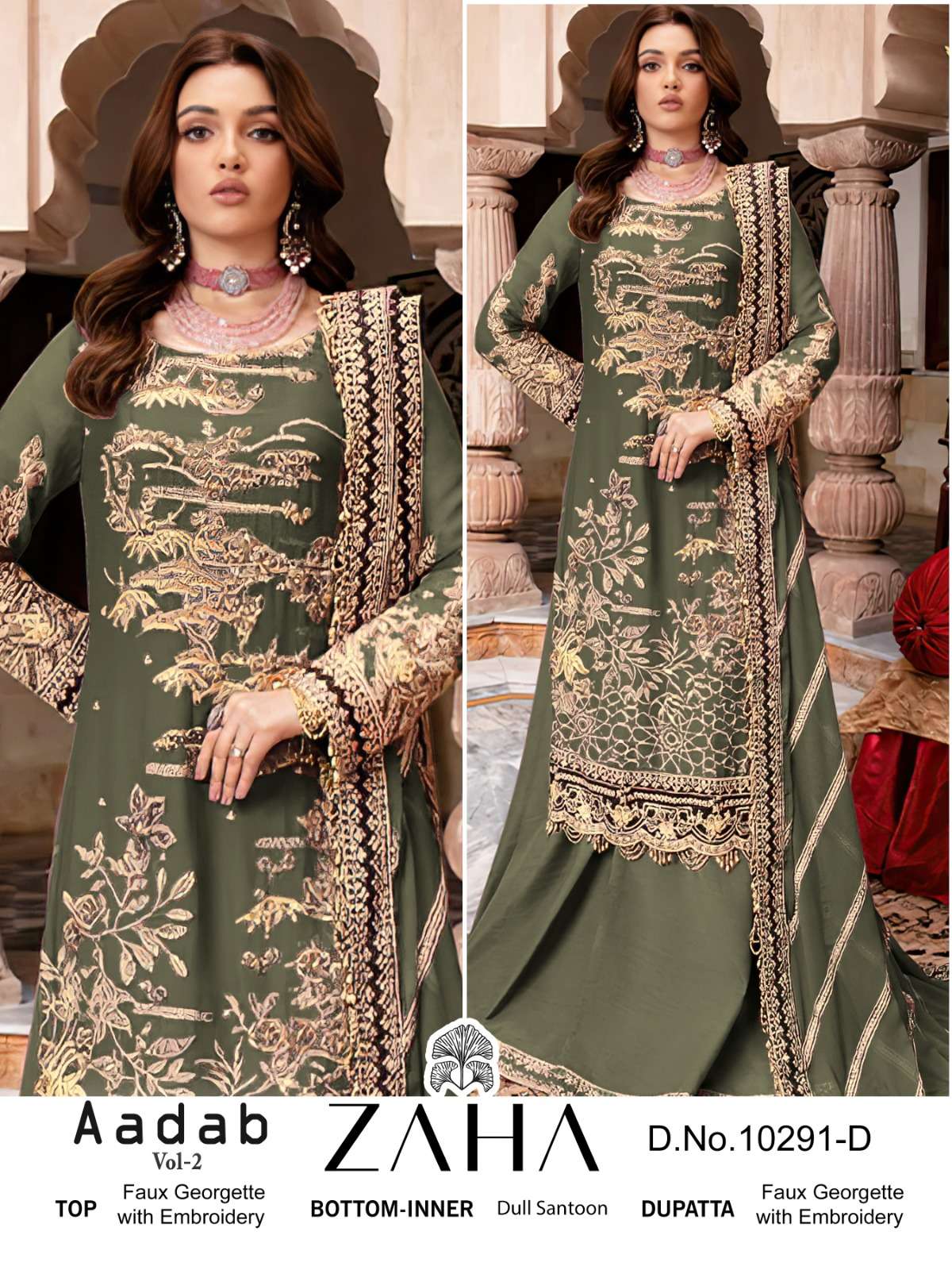 AADAB VOL 2 DNO 10291 A B C D By ZAHA suit collection manufacturer Surat 