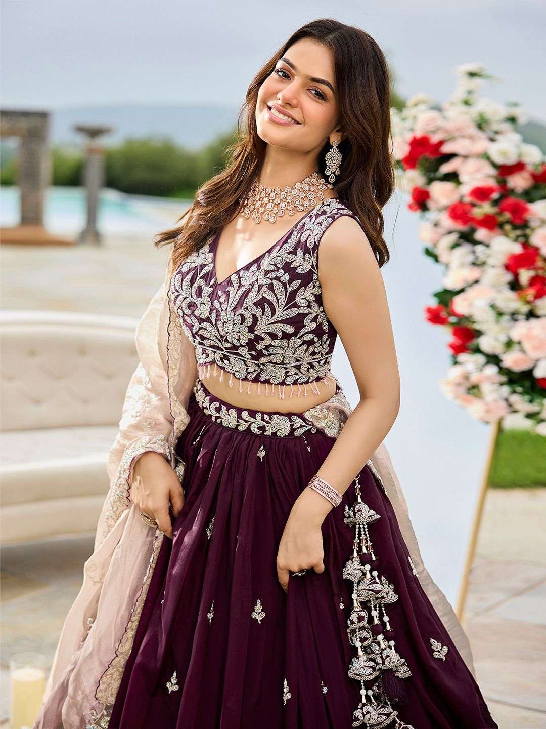 ADORN 6196 Black Wine Lehenga collection manufacturer Surat 