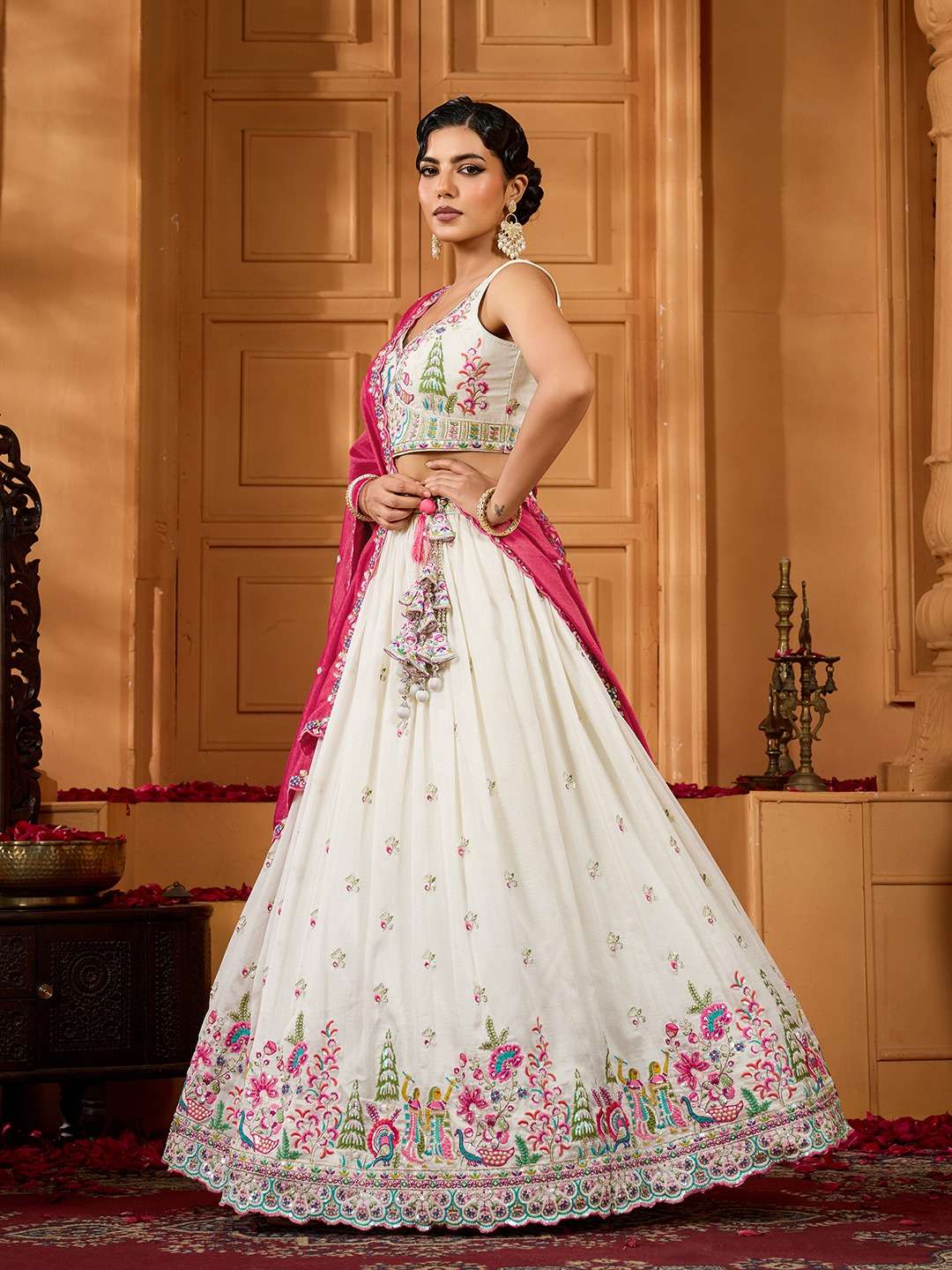 ADORN CRAFT 6200 BLUE CREAM ROSEGOLD lehenga collection manufacturer Surat 