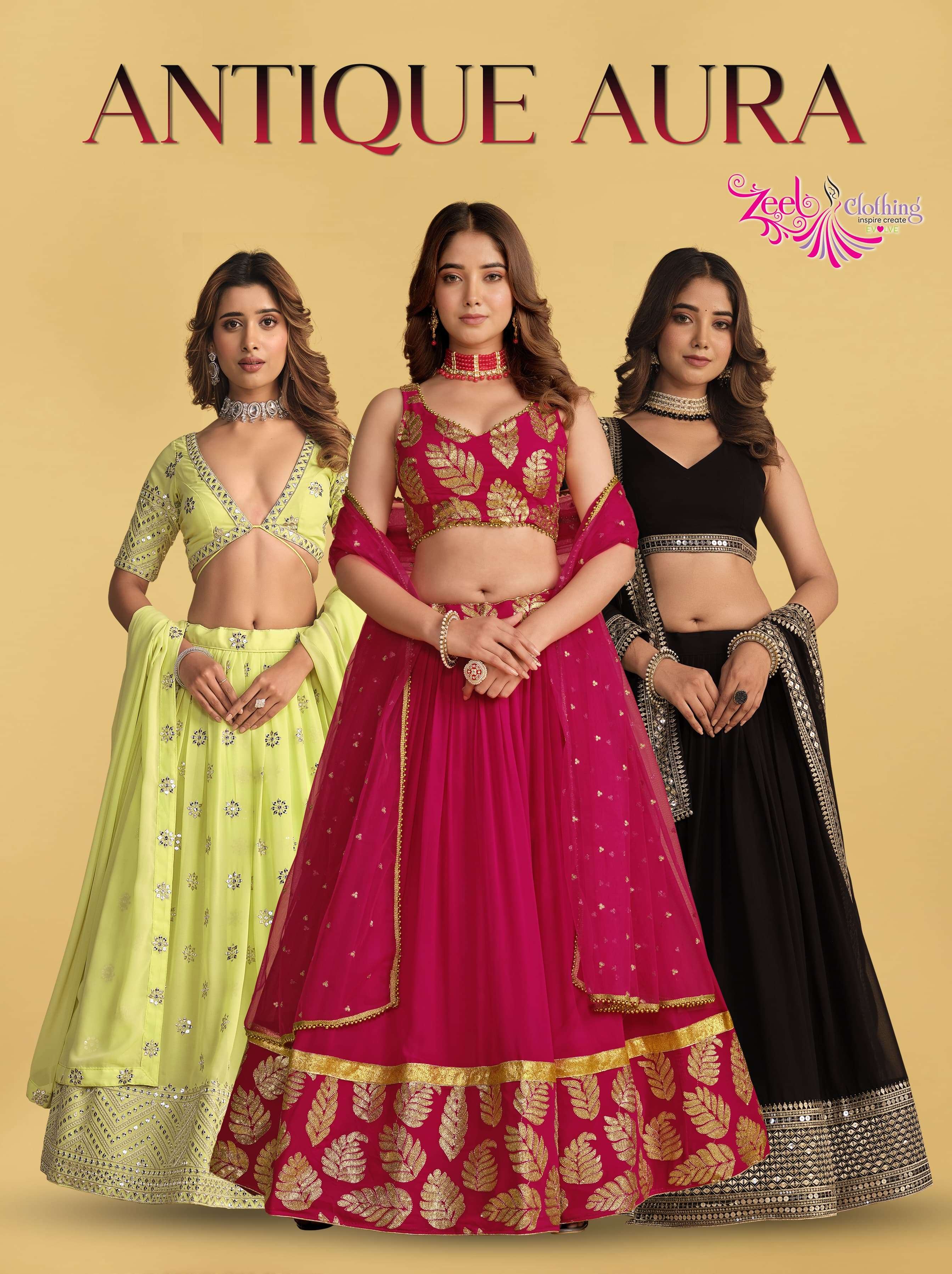 ANTIQUE AURA by Zeel Clothing lehenga collection manufacturer Surat 