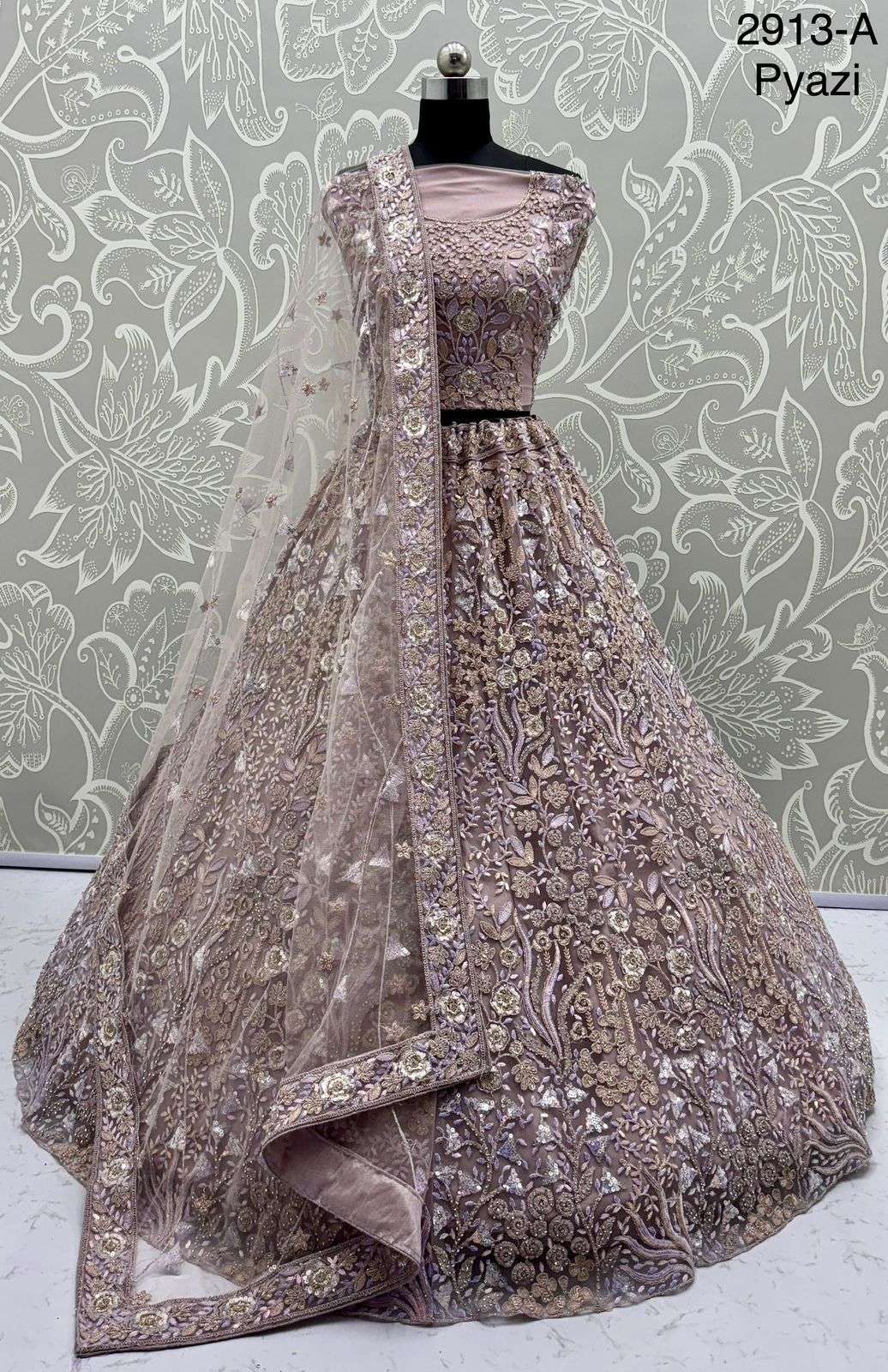 Code 2913 Designer Partywear Lehengacholi  Collection manufacturer Surat 