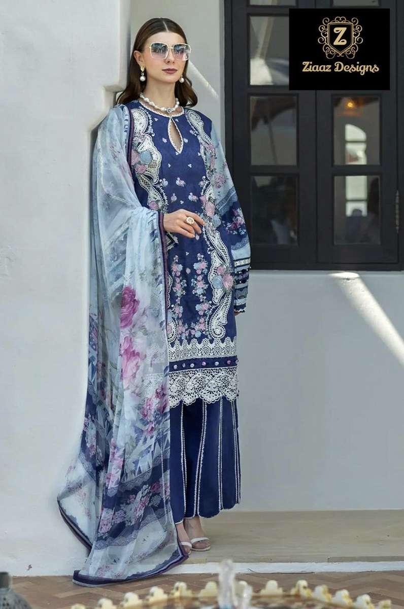 Codes 879 1 by Ziaaz Designs Cambric cotton suit collection manufacturer Surat 