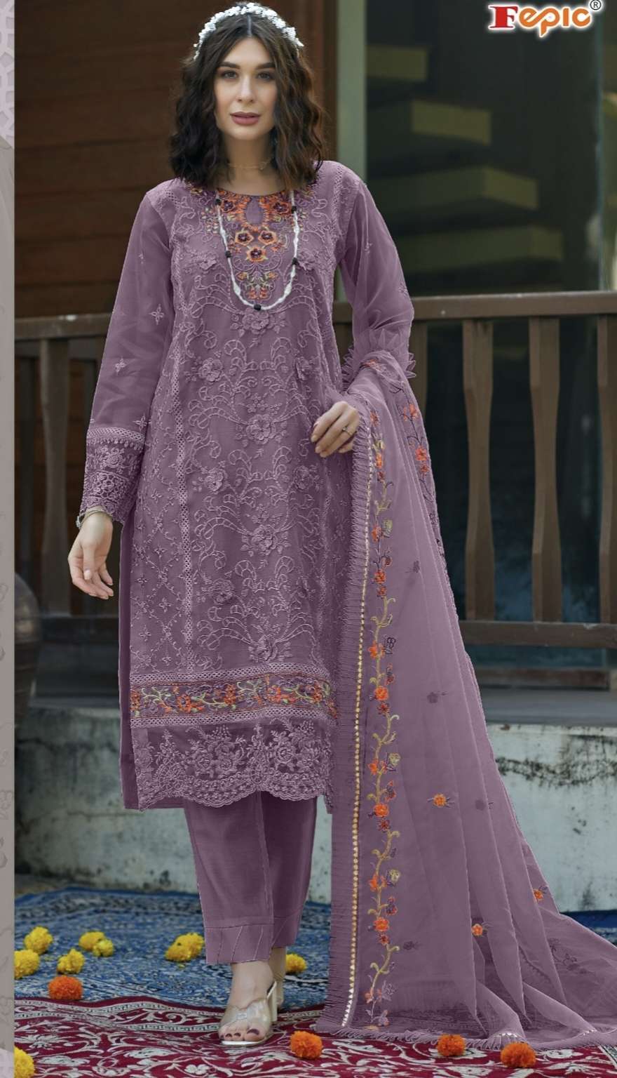 D NO 1759 ROSEMEEN by  FEPIC ORGANZA suit collection manufacturer Surat 