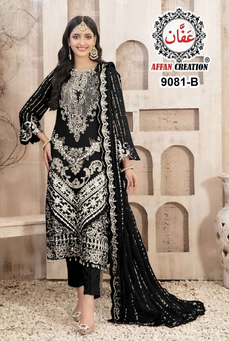 D NO 9081 by AFFAN CREATION suit collection manufacturer Surat 