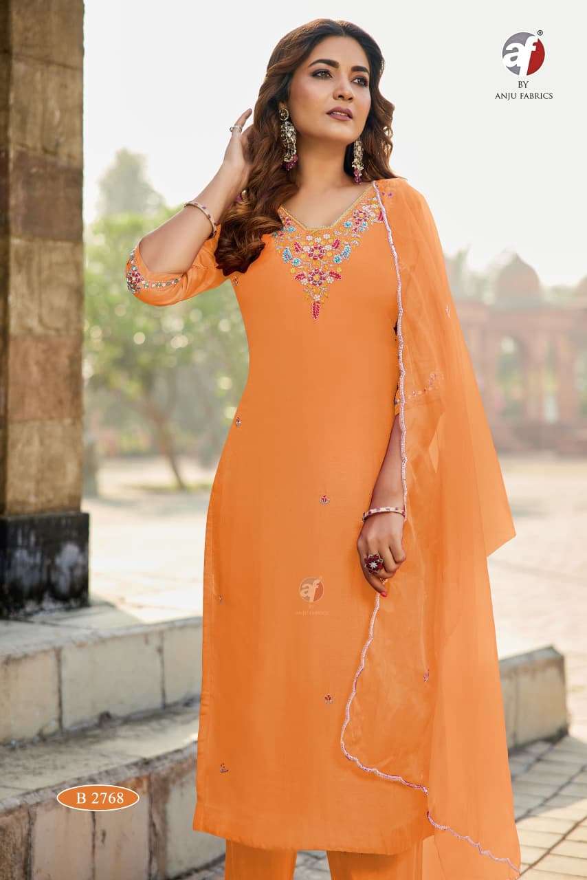 Design No B 2769 2768 By Anju fabric Pure Dola Silk kurti collection manufacturer Surat 