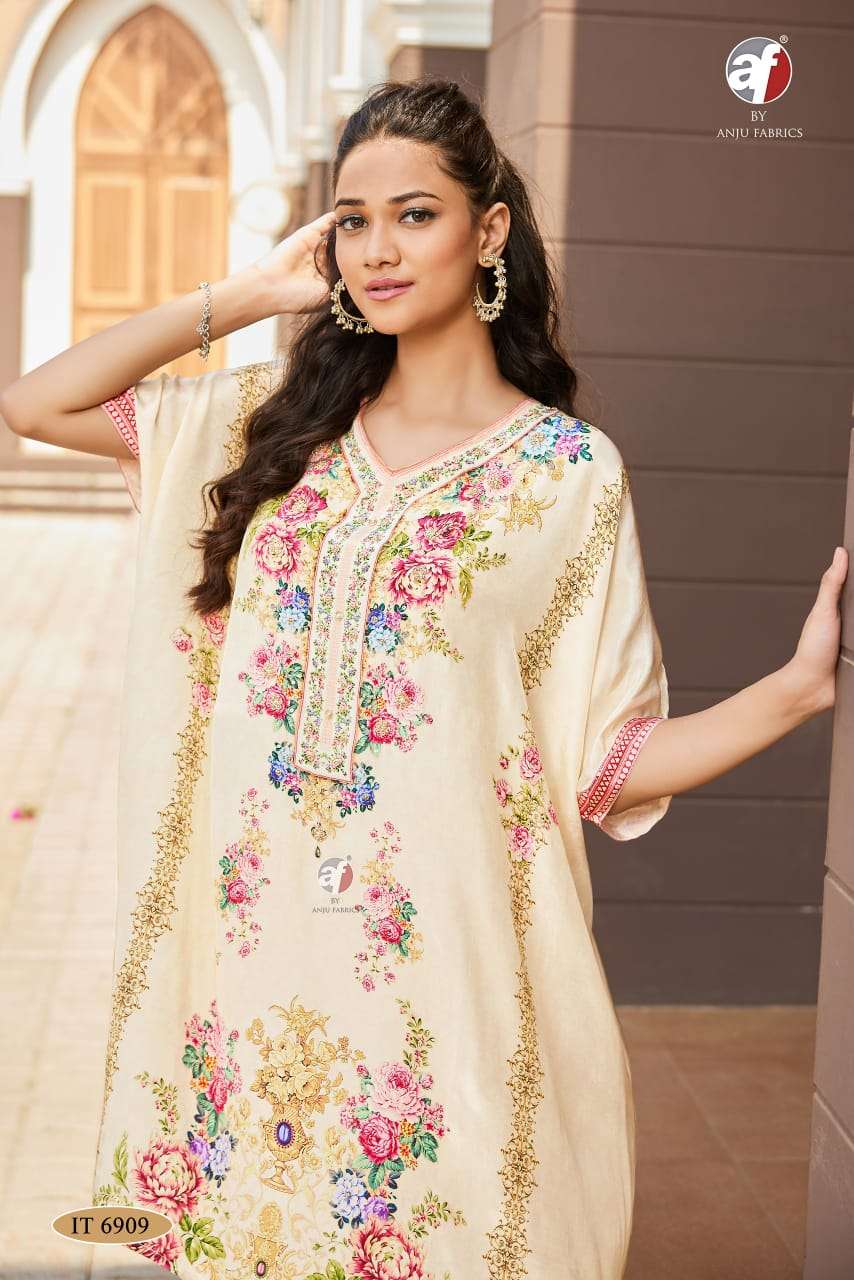 Design No IT 6908 by Anju fabric kurti collection manufacturer Surat 
