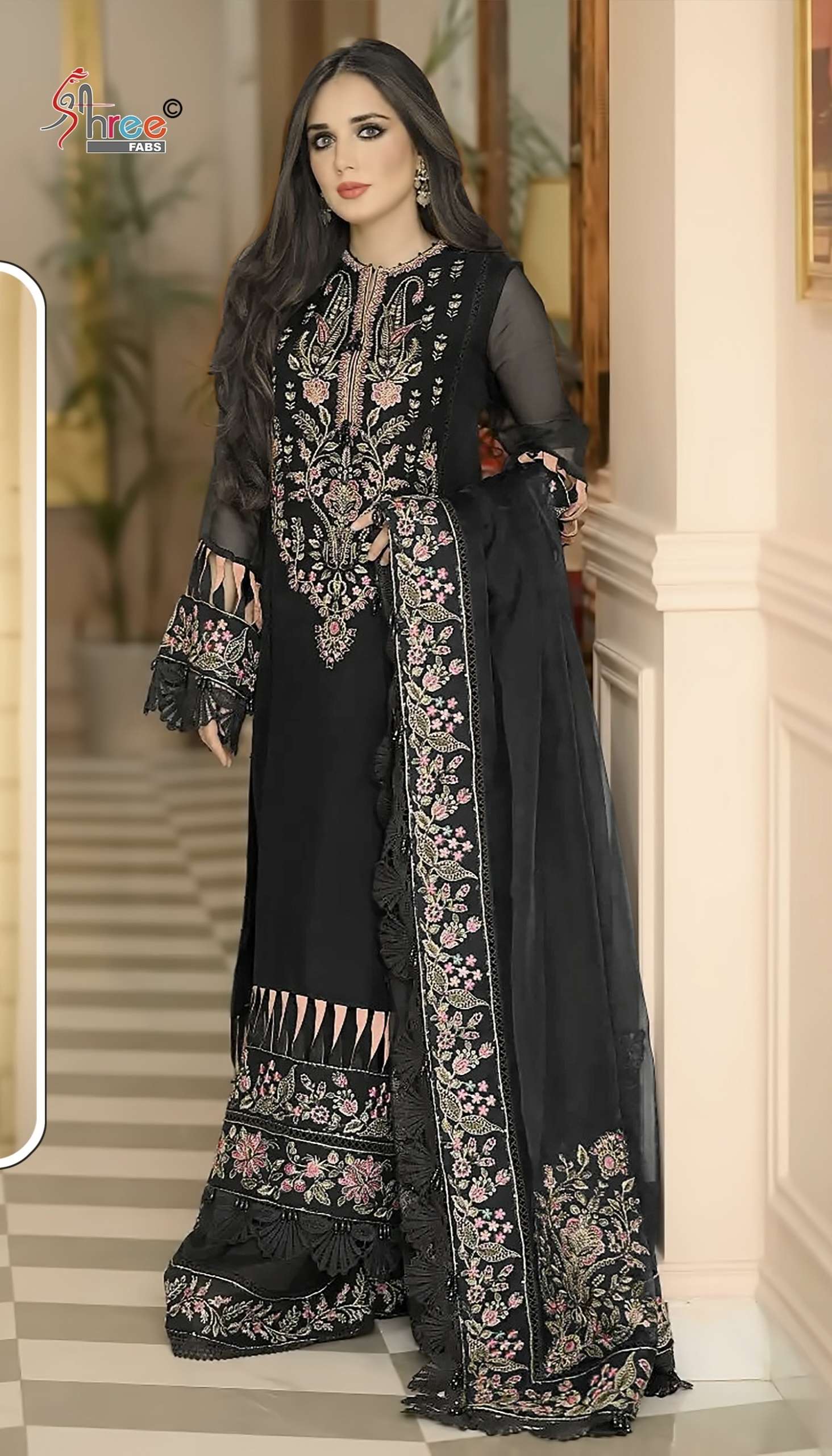 DESIGN NO K 5091 by shree fabs fox georgette suit collection manufacturer Surat 