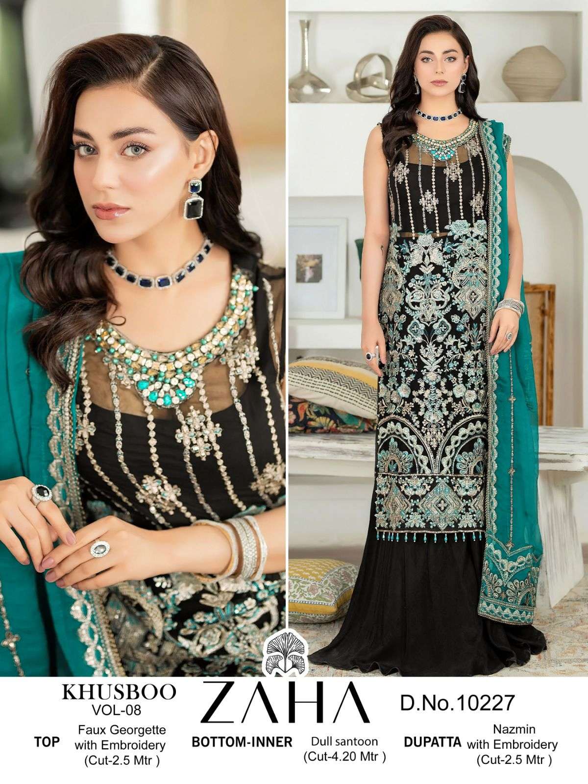 KHUSHBU VOL 8 DNO 10226 10227 10228  By ZAHA suit collection manufacturer Surat 