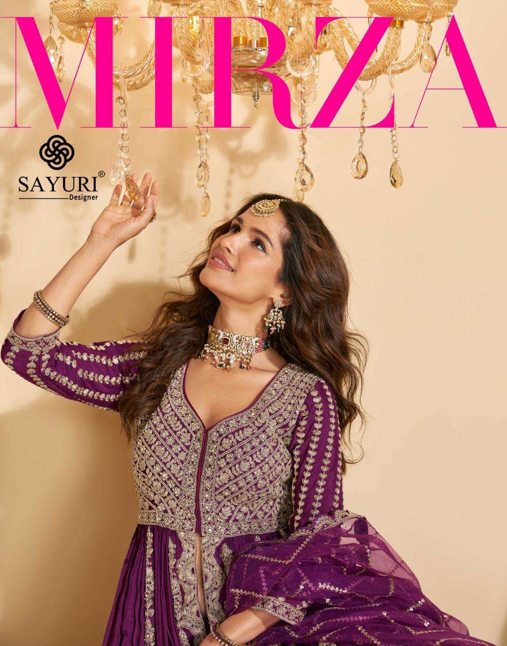 MIRZA by SAYURI DESIGNER CHINON SILK gown collection manufacturer Surat 