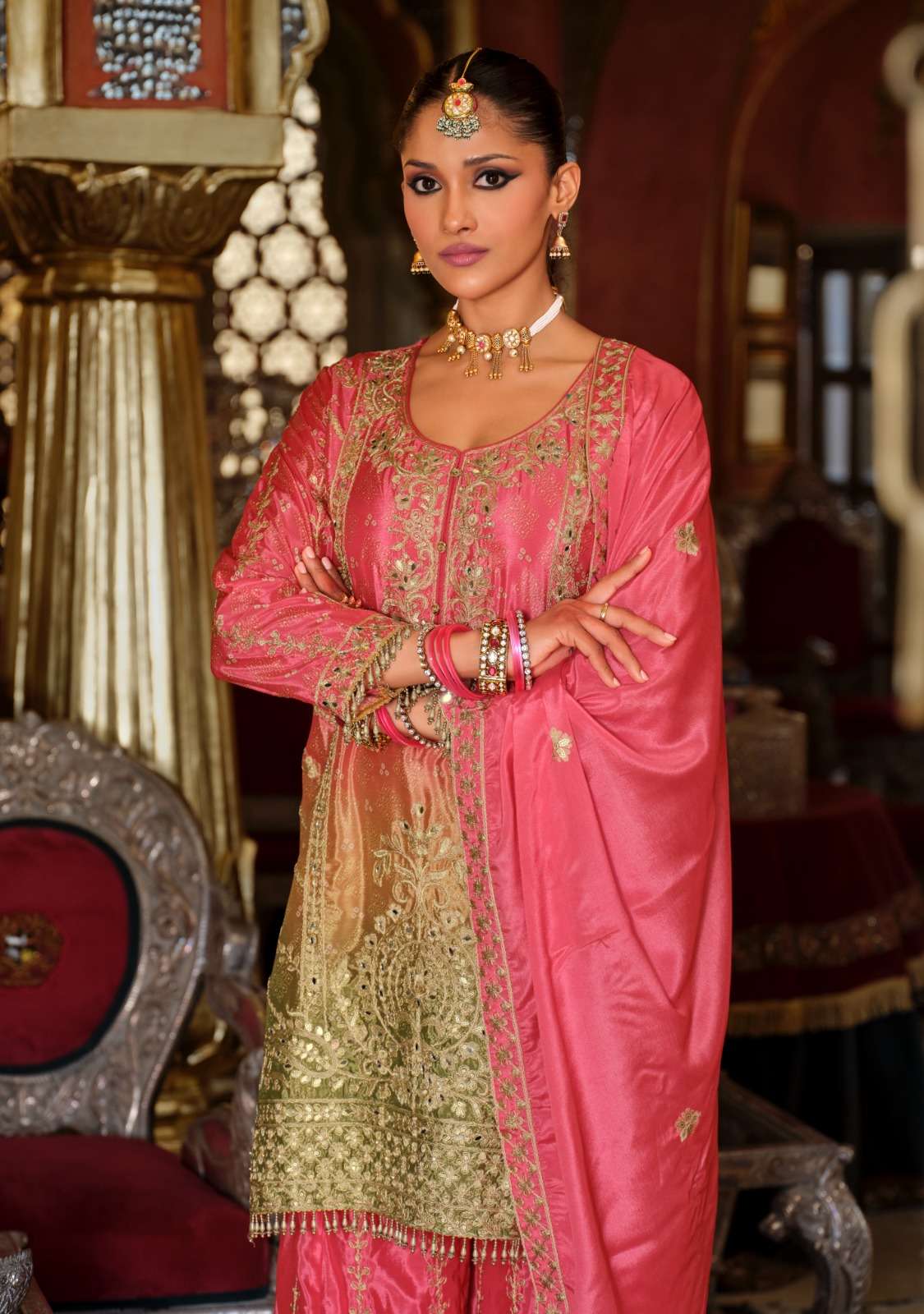 RANGEEN GOLD by eba lifestyle hevey Chinon suit collection manufacturer Surat 